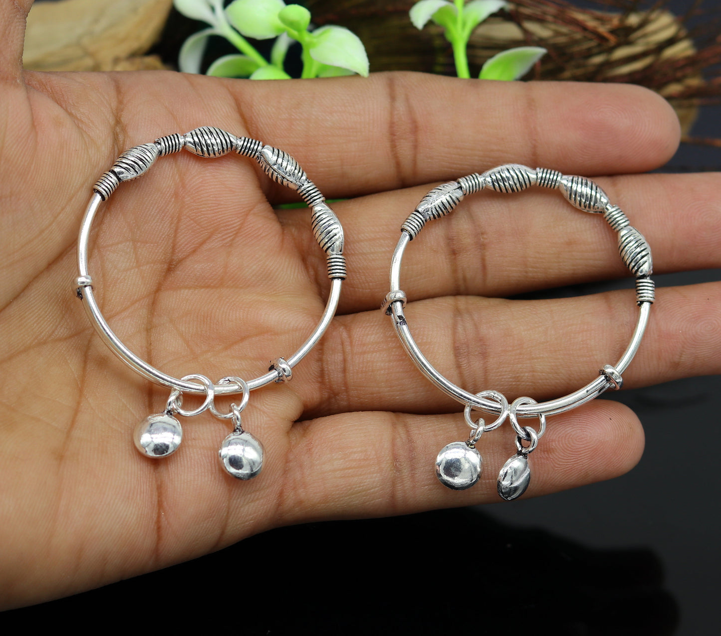Top class Charming 925 sterling silver handmade stylish designer fancy baby adjustable bangles bracelet, excellent kids charm jewelry bbk77 - TRIBAL ORNAMENTS