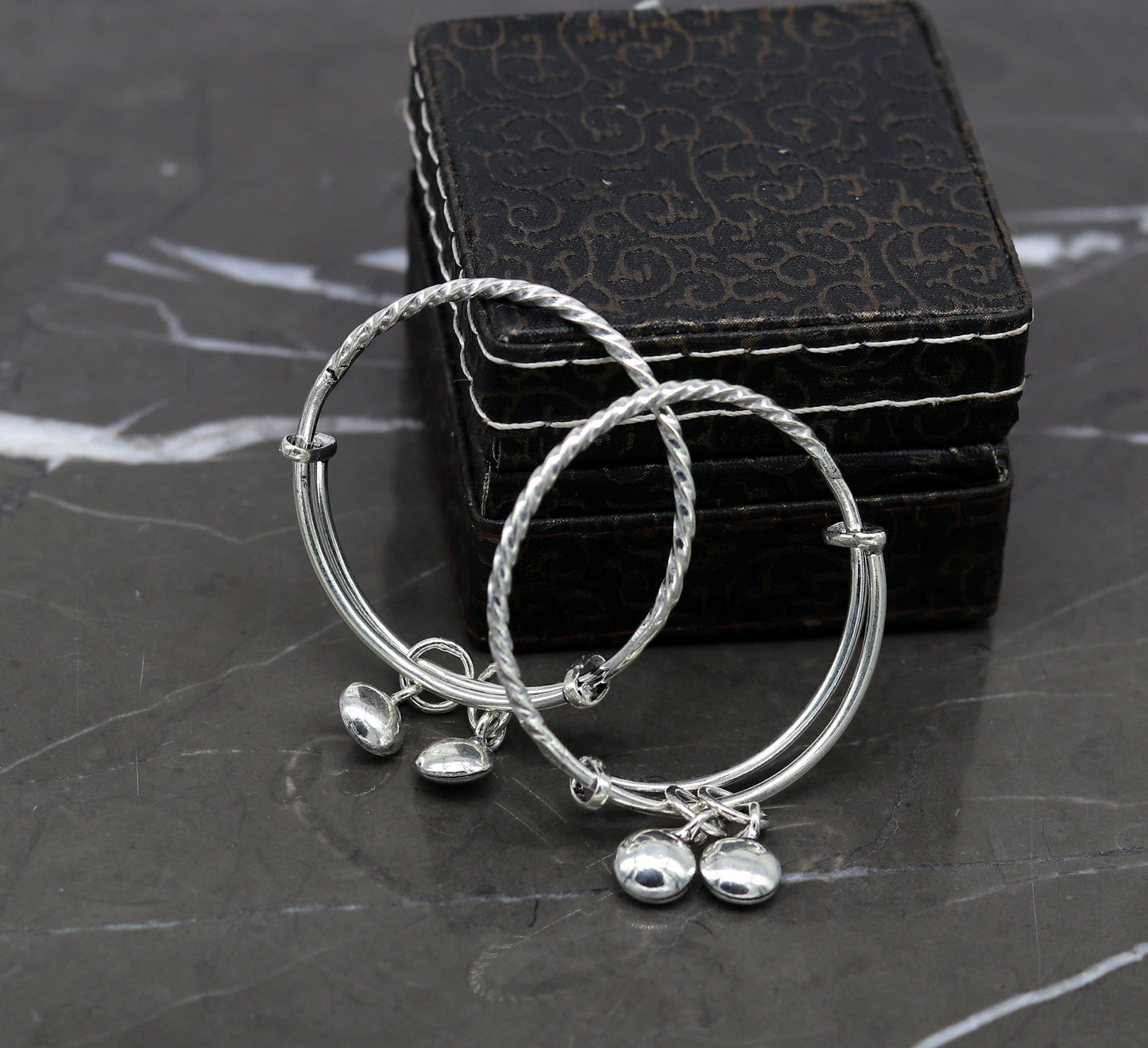 925 sterling silver handmade tribal twisted style baby bangles bracelet, unisex new born baby gifting kids jewelry tribal jewelry bbk79 - TRIBAL ORNAMENTS