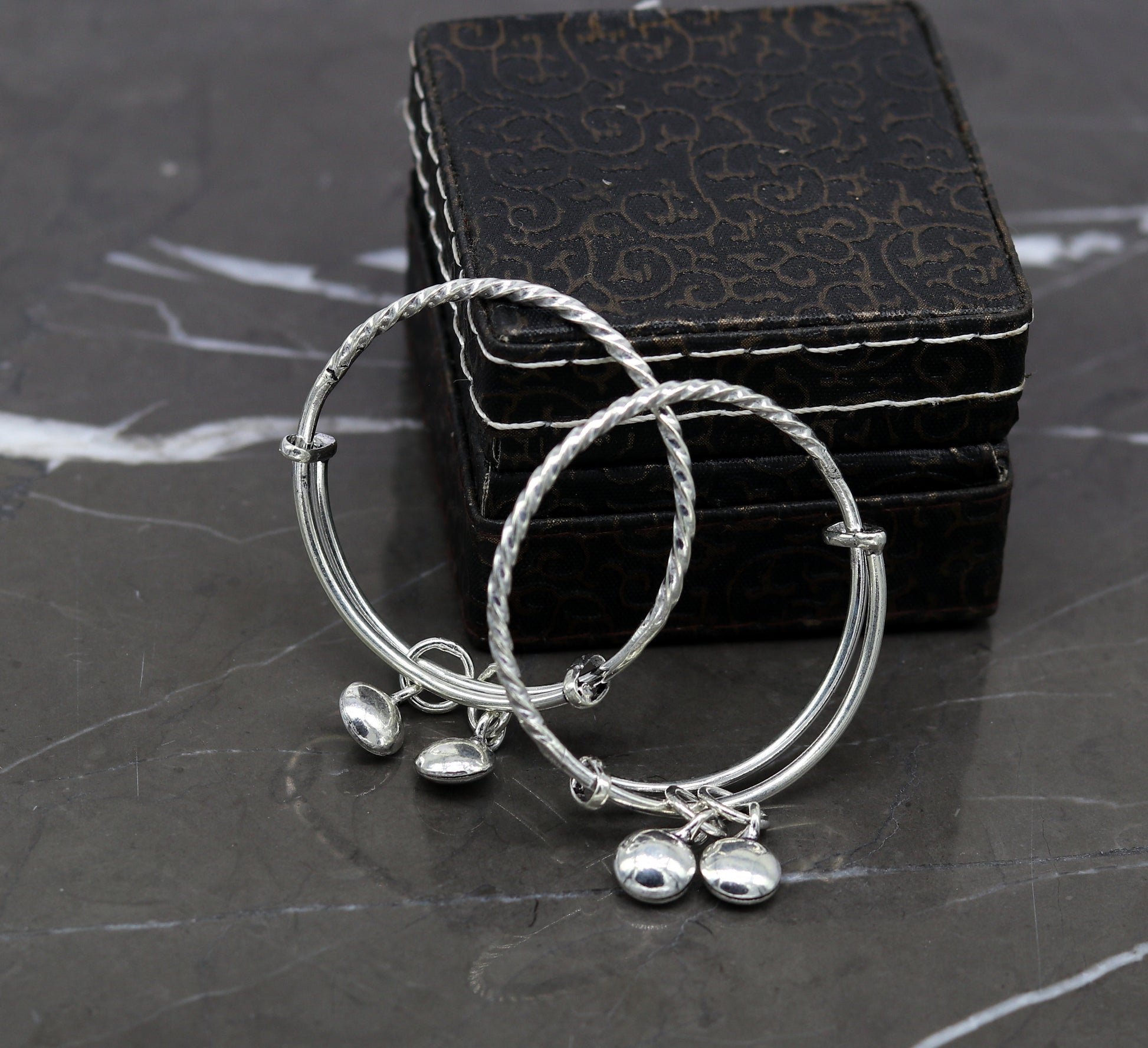 925 sterling silver handmade tribal twisted style baby bangles bracelet, unisex new born baby gifting kids jewelry tribal jewelry bbk79 - TRIBAL ORNAMENTS