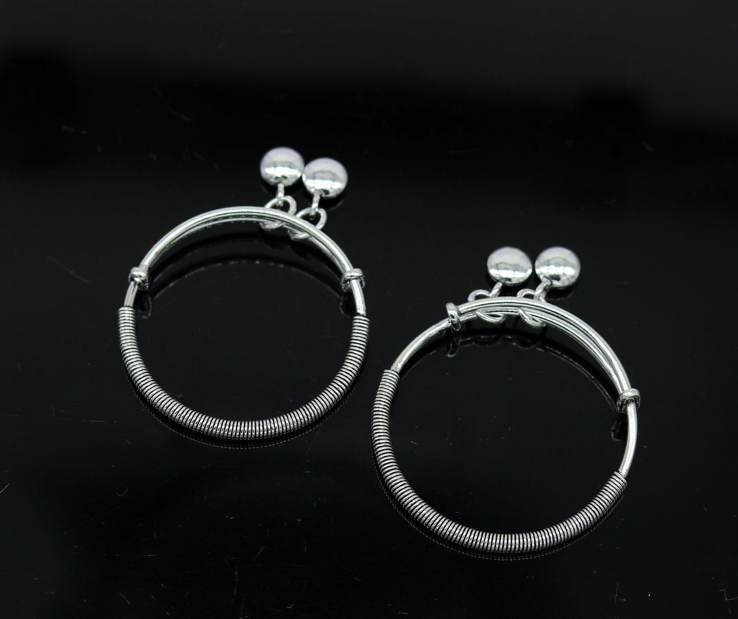 925 sterling silver handmade unique tribal style baby bangles bracelet, unisex new born baby gifting kids jewelry charm jewelry bbk80 - TRIBAL ORNAMENTS