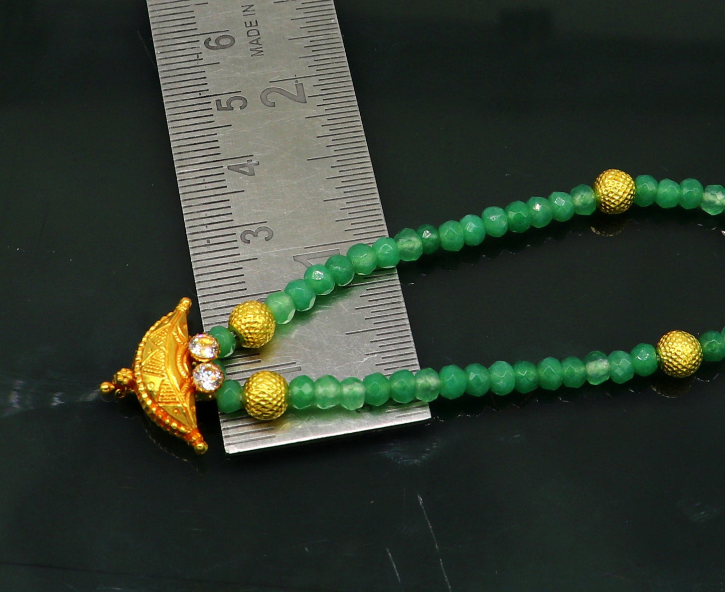 Amazing vintage style 20kt yellow gold amulet pendant with green faceted beaded necklace, fabulous girl's gift fancy tribal jewelry ap03 - TRIBAL ORNAMENTS
