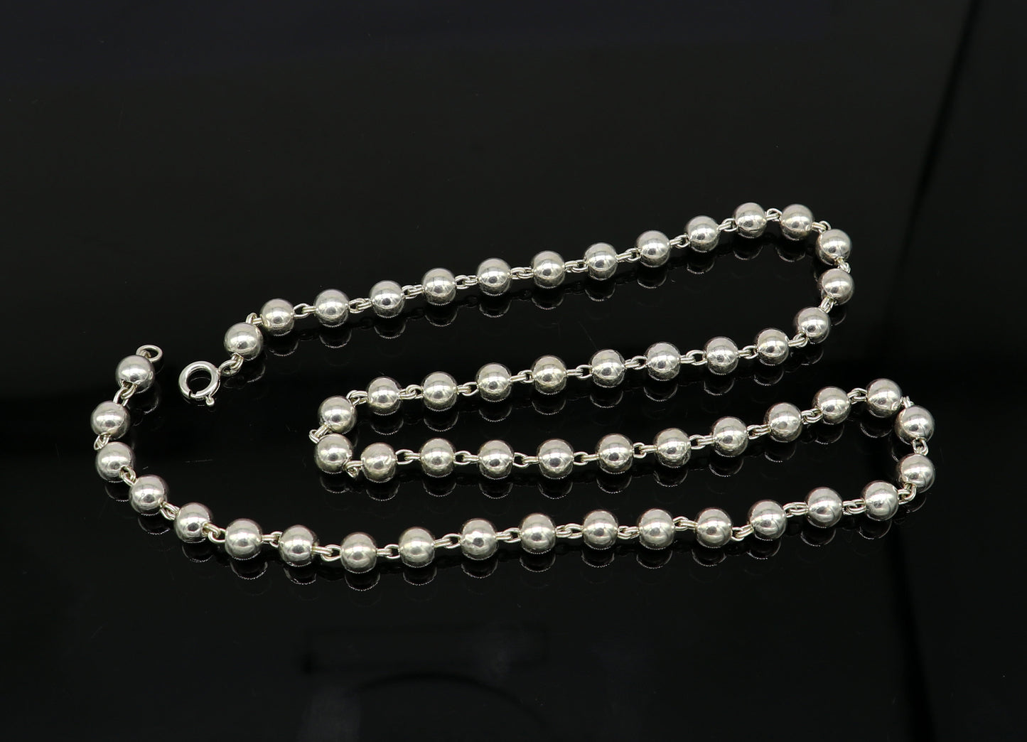 All length 925 sterling silver handmade beaded chain necklace, exclusive silver ball chain unisex best gifting chain daily use jewelry - TRIBAL ORNAMENTS