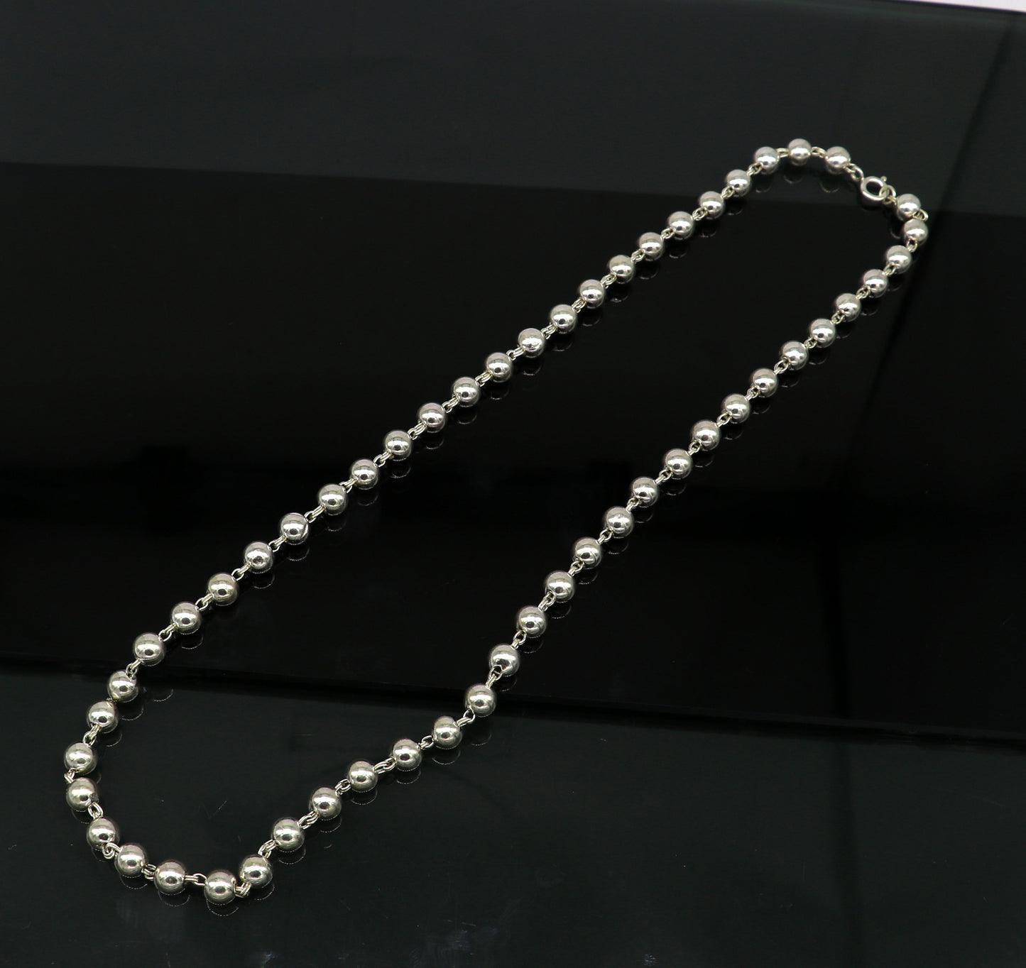 All length 925 sterling silver handmade beaded chain necklace, exclusive silver ball chain unisex best gifting chain daily use jewelry - TRIBAL ORNAMENTS