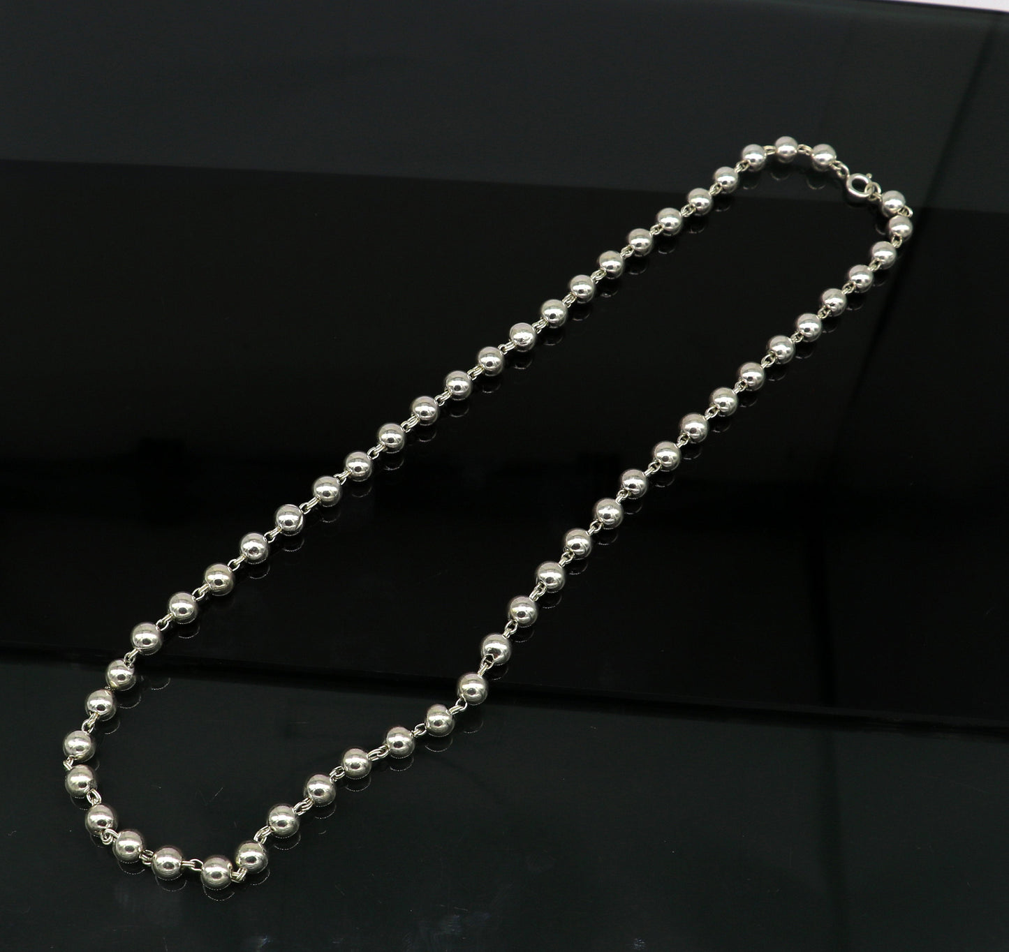 925 sterling silver handmade beaded chain necklace, exclusivr 19.5 inches long unisex best gifting necklace daily use jewelry nch12 - TRIBAL ORNAMENTS