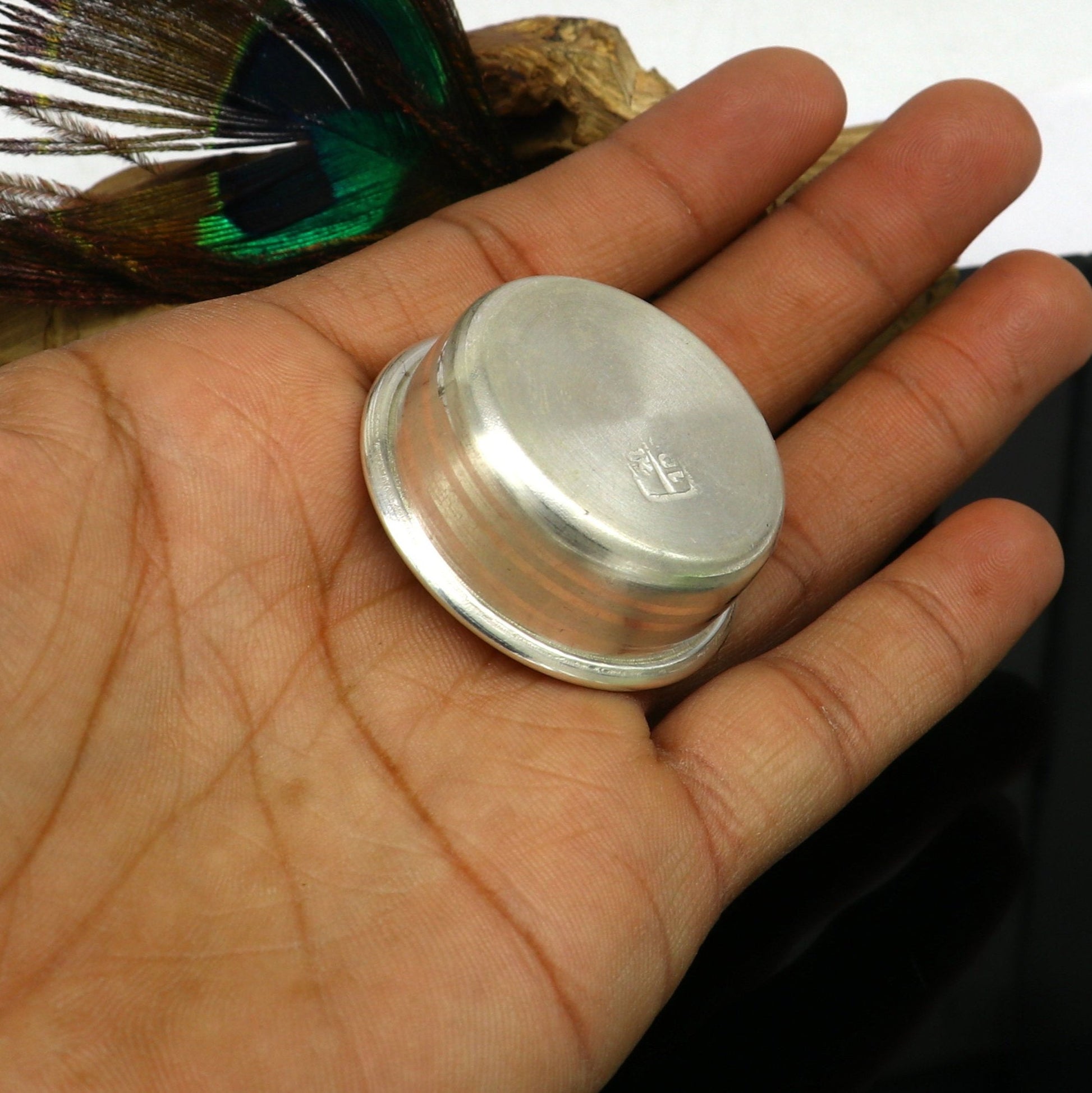 999 fine solid silver handmade small bowl for baby or temple puja, pure silver vessels, silver utensils, temple accessories india sv102 - TRIBAL ORNAMENTS