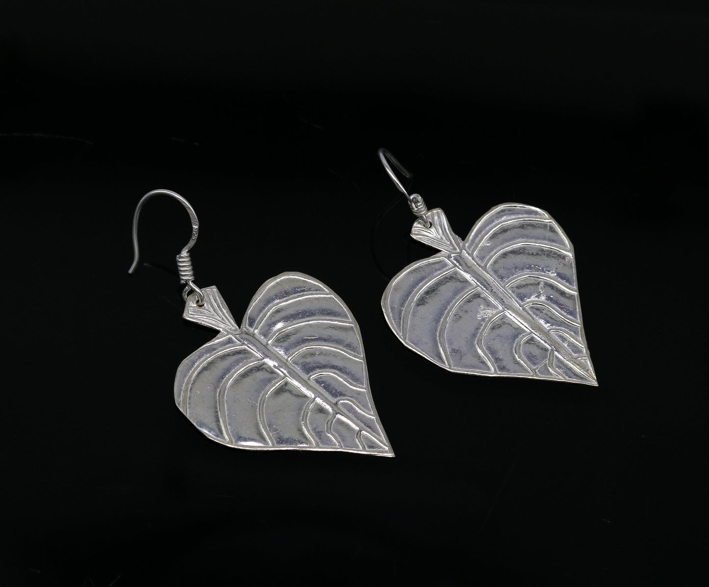 925 sterling silver handmade fancy stylish design peepal tree leaf earring excellent customized hoops earring summer collection ear491 - TRIBAL ORNAMENTS