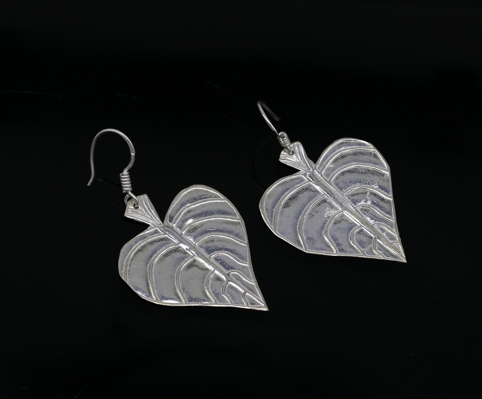 925 sterling silver handmade fancy stylish design peepal tree leaf earring excellent customized hoops earring summer collection ear491 - TRIBAL ORNAMENTS