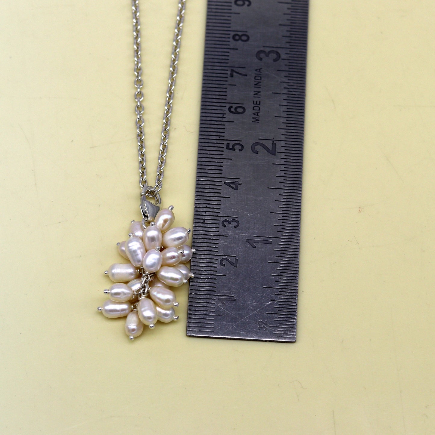 Awesome natural oval shape pearl bunch pendant 925 sterling silver 18 inches long necklace, gorgeous new fancy necklace brides jewelry nec62 - TRIBAL ORNAMENTS