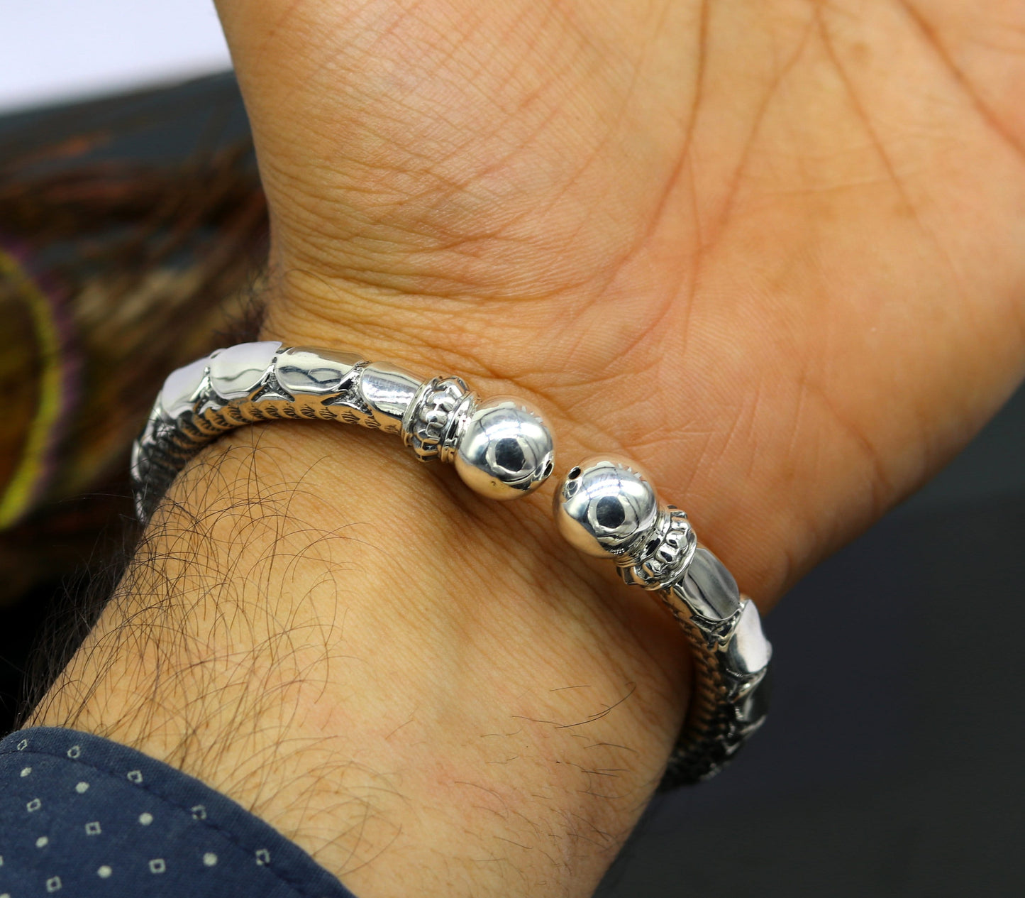 925 sterling silver handmade gorgeous customized work bangle bracelet kada, vintage antique design stylish bangle unisex jewelry nsk794 - TRIBAL ORNAMENTS