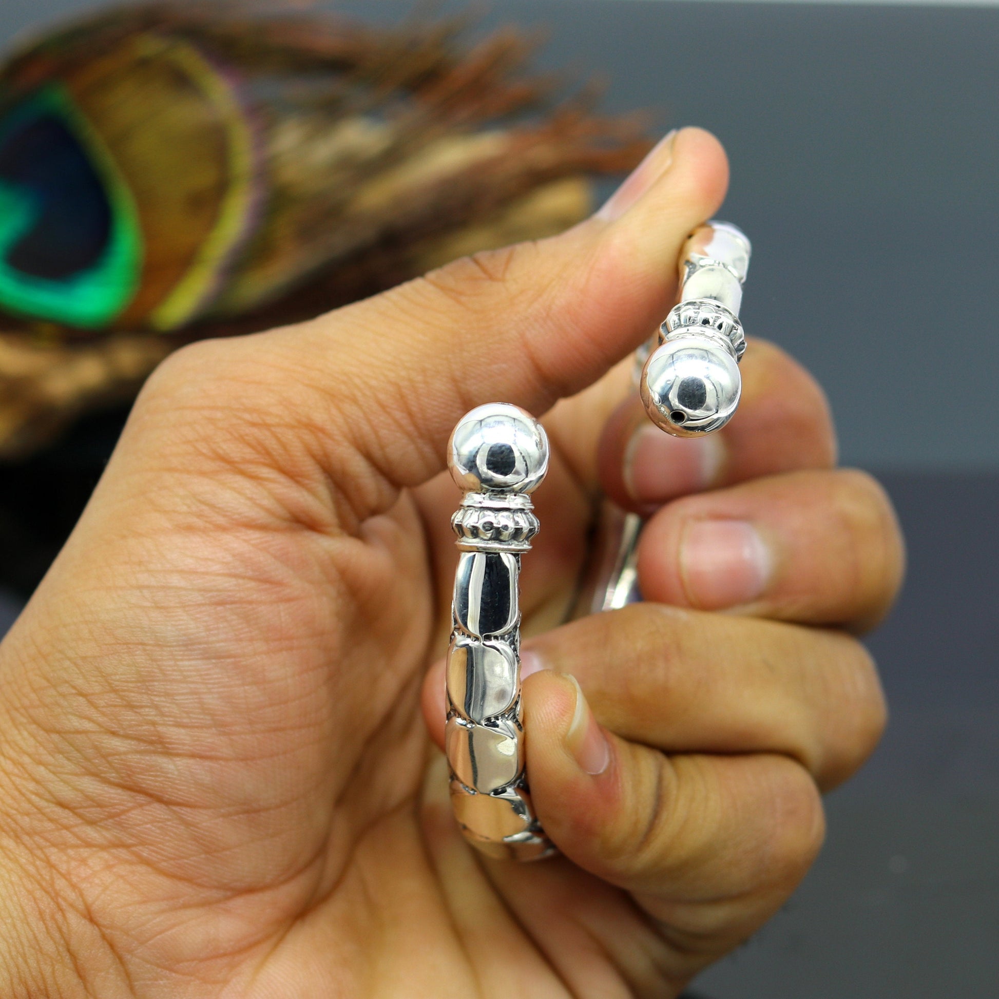 925 sterling silver handmade gorgeous customized work bangle bracelet kada, vintage antique design stylish bangle unisex jewelry nsk330 - TRIBAL ORNAMENTS