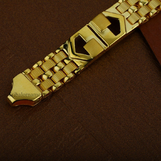 Exclusive dainty stylish 22kt yellow gold handmade bracelet, All size customized 9 mm unisex bracelet, best gift men's jewelry gbr5 - TRIBAL ORNAMENTS