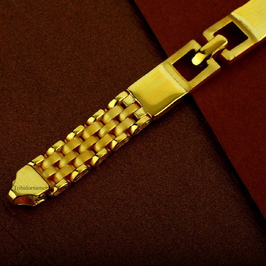 Amazing designer stylish 22kt yellow gold handmade bracelet, customized 7 mm unisex flexible bracelet, best gift men's jewelry gbr7 - TRIBAL ORNAMENTS