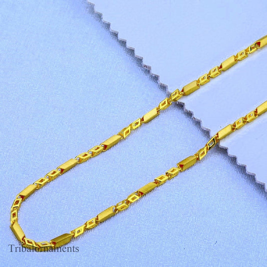 Vintage design 22kt yellow gold handmade daily use Choco chain casual customized necklace, stylish designer best gifting jewelry chn05 - TRIBAL ORNAMENTS
