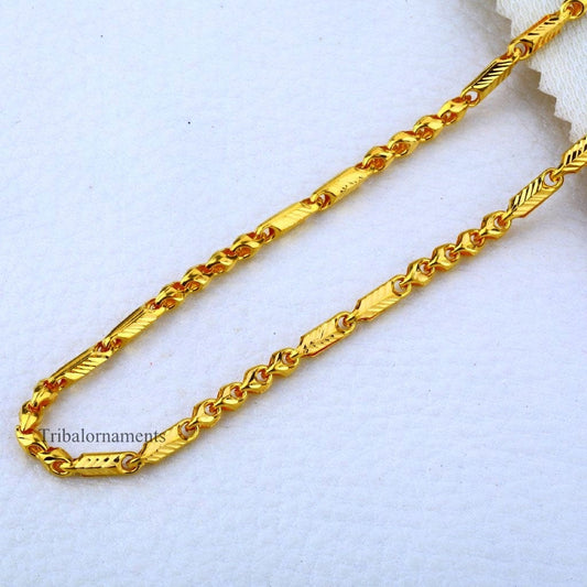 Unique design customized unique style 22kt yellow gold handmade chain necklace, gorgeous casual Choco chain best men's jewelry india chn17 - TRIBAL ORNAMENTS