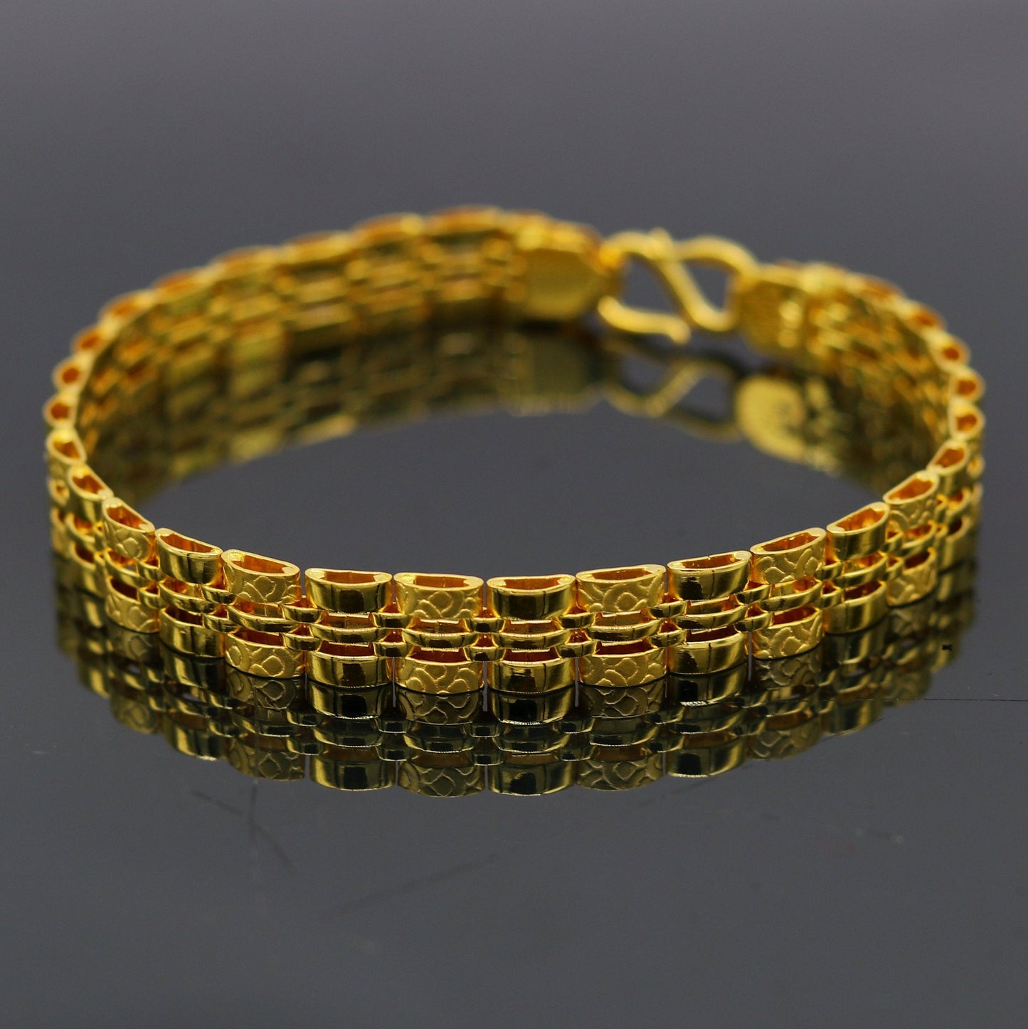 Pure 22kt yellow gold custom made diamond cut design fabulous flexible bracelet, best gift personalized gold fancy jewelry india br41 - TRIBAL ORNAMENTS