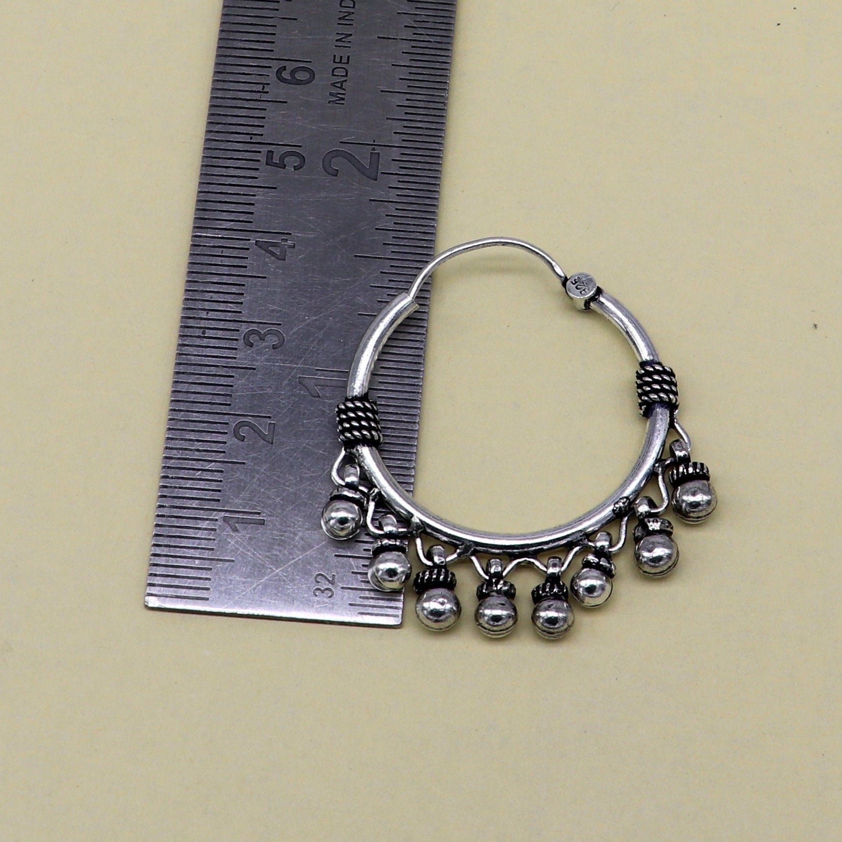 925 sterling silver handmade fabulous hoops earring with gorgeous hanging drops, customized large earring personalized gift ear544 - TRIBAL ORNAMENTS