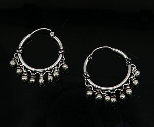 925 sterling silver handmade fabulous hoops earring with gorgeous hanging drops, customized large earring personalized gift ear544 - TRIBAL ORNAMENTS