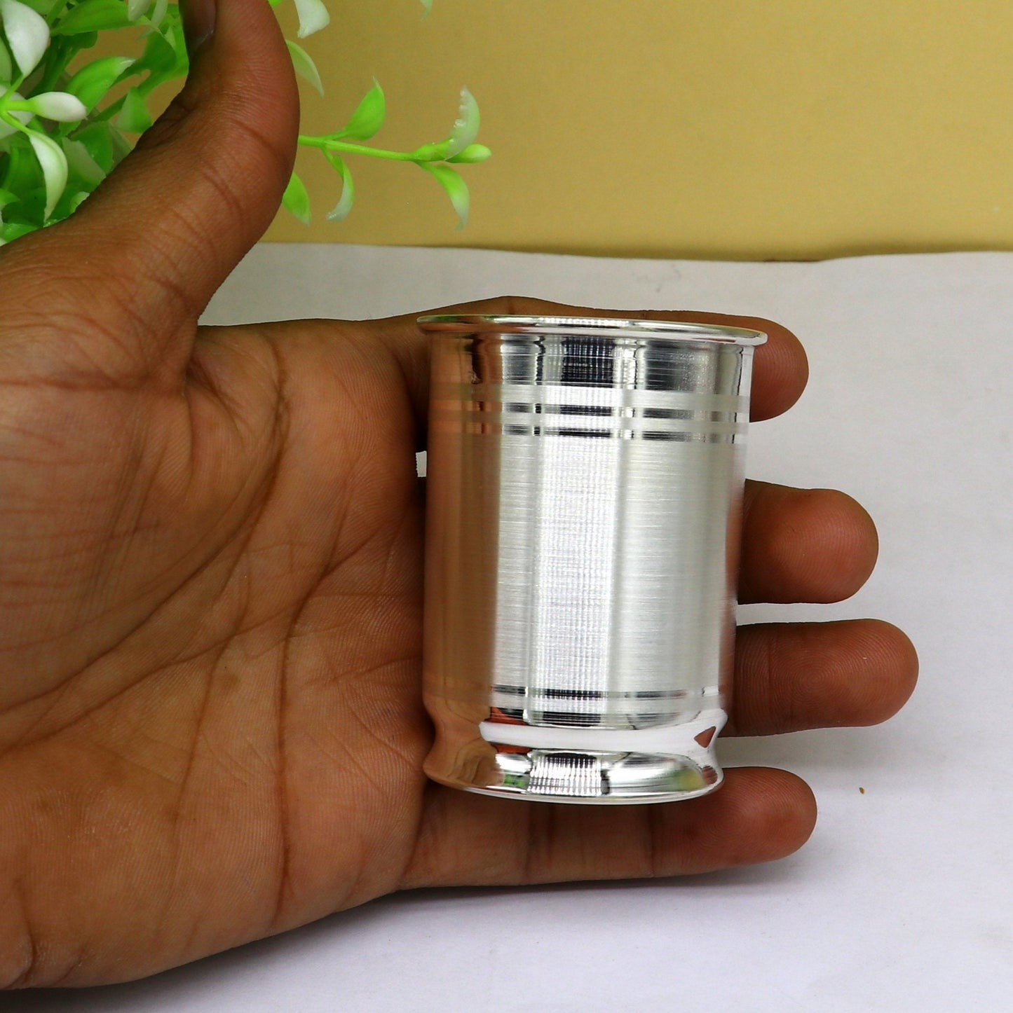 Pure 999 fine silver handmade vessel, water/milk Glass tumbler, silver flask, baby kids silver utensils stay healthy gift article sv104 - TRIBAL ORNAMENTS