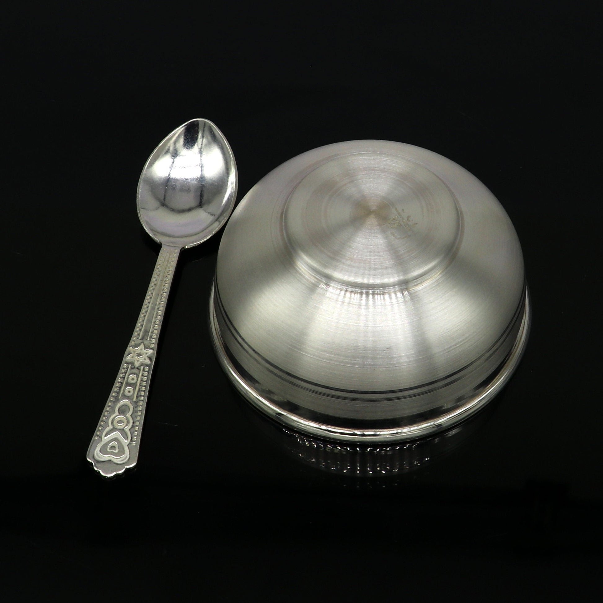 999 pure fine silver handmade utensils, silver article, silver vessel, silver accessories, silver puja art, silver baby bowl set sv106 - TRIBAL ORNAMENTS