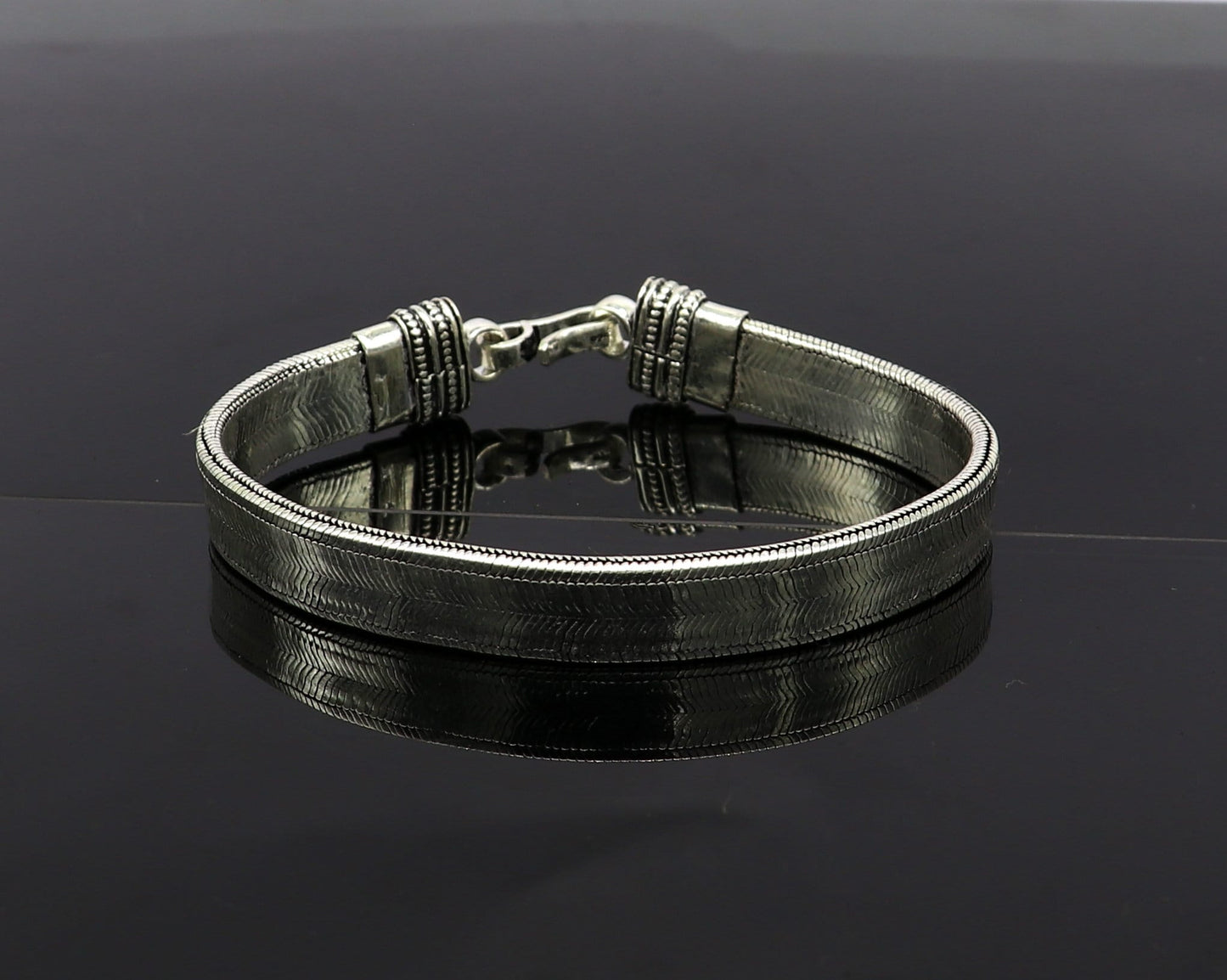 8" Vintage style 925 Sterling silver Snake chain customized snake style handmade fabulous oxidized men's bracelet daily use jewelry nsbr214 - TRIBAL ORNAMENTS