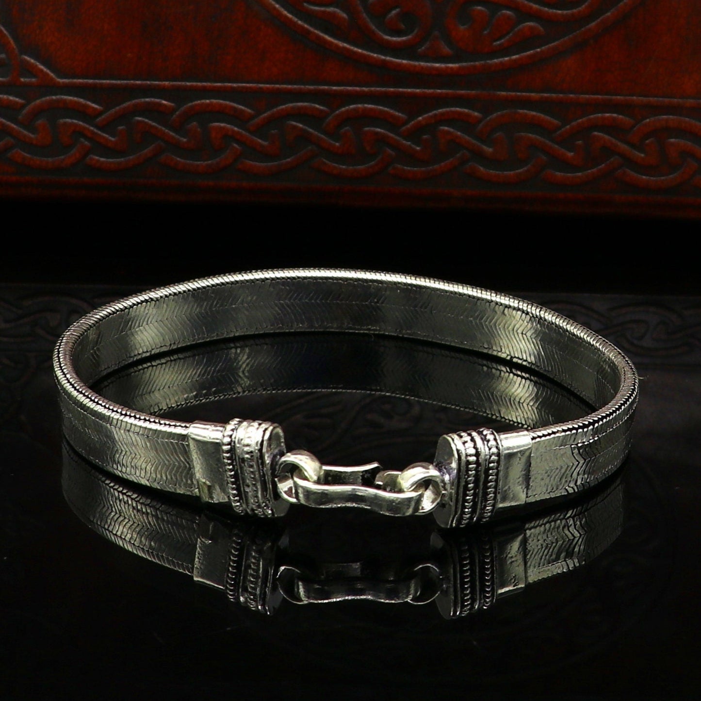 8" Vintage style 925 Sterling silver Snake chain customized snake style handmade fabulous oxidized men's bracelet daily use jewelry nsbr214 - TRIBAL ORNAMENTS