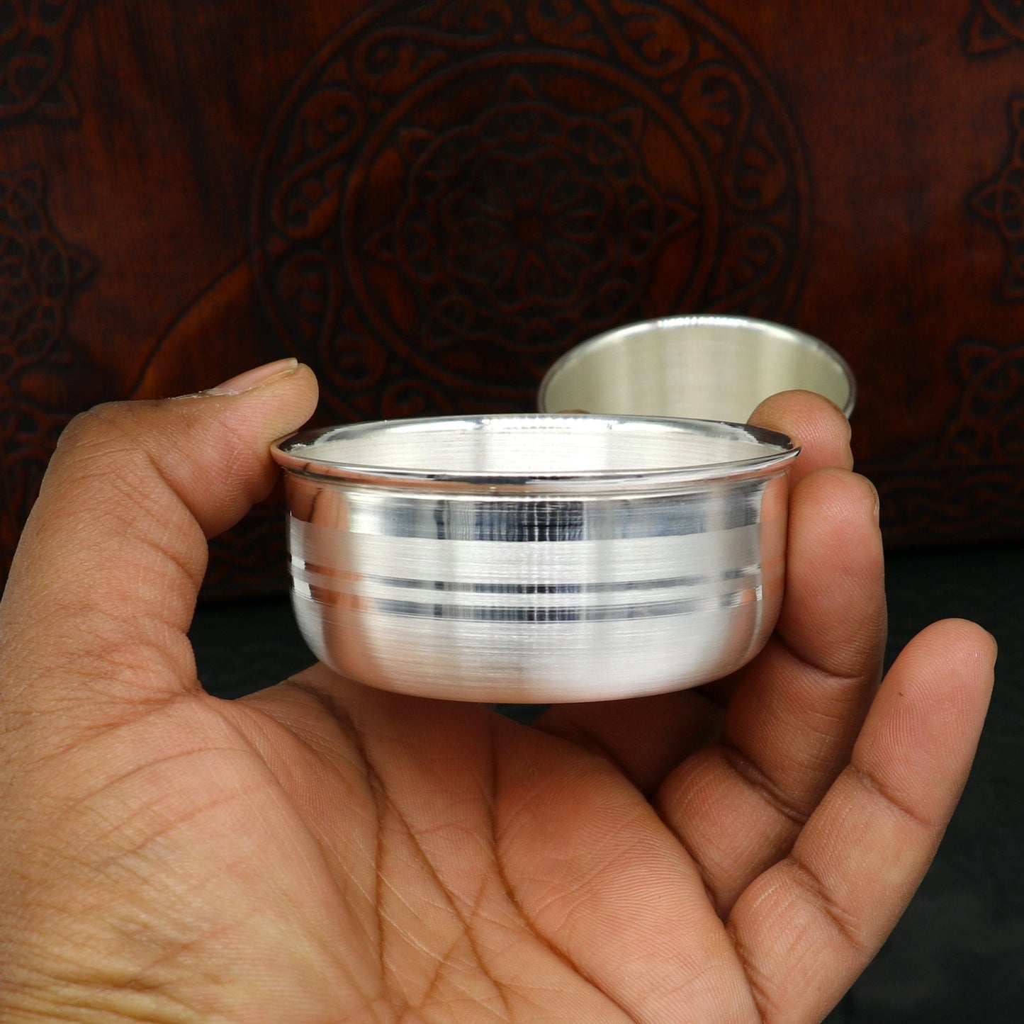 999 pure silver combo bowl and Water/milk tumbler, silver vessel, silver baby utensils, silver puja article, puja gifting utensils sv110 - TRIBAL ORNAMENTS