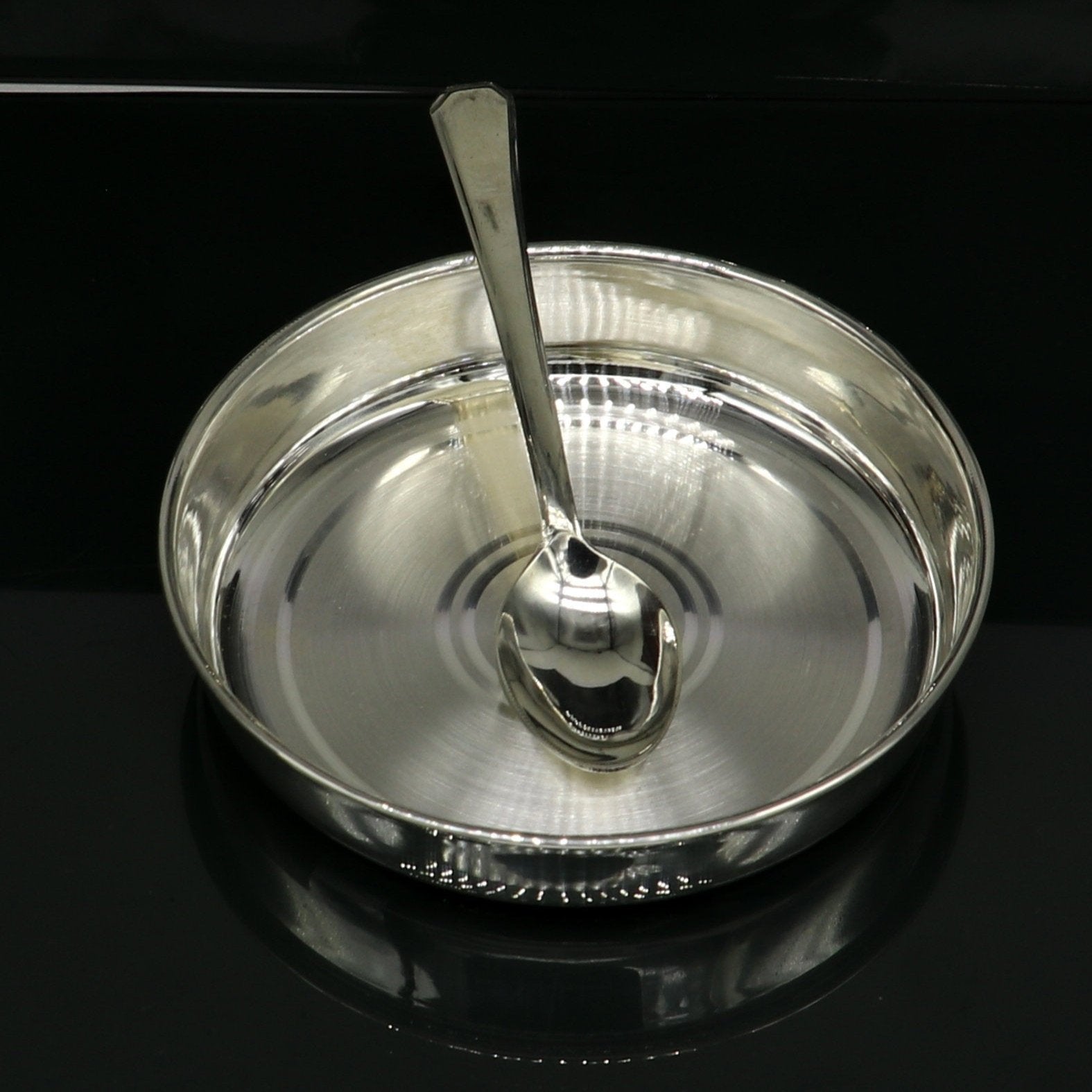 999 fine solid silver Tray or plate, silver vessel, silver baby utensils set, silver puja article, gifting utensils from india sv113 - TRIBAL ORNAMENTS