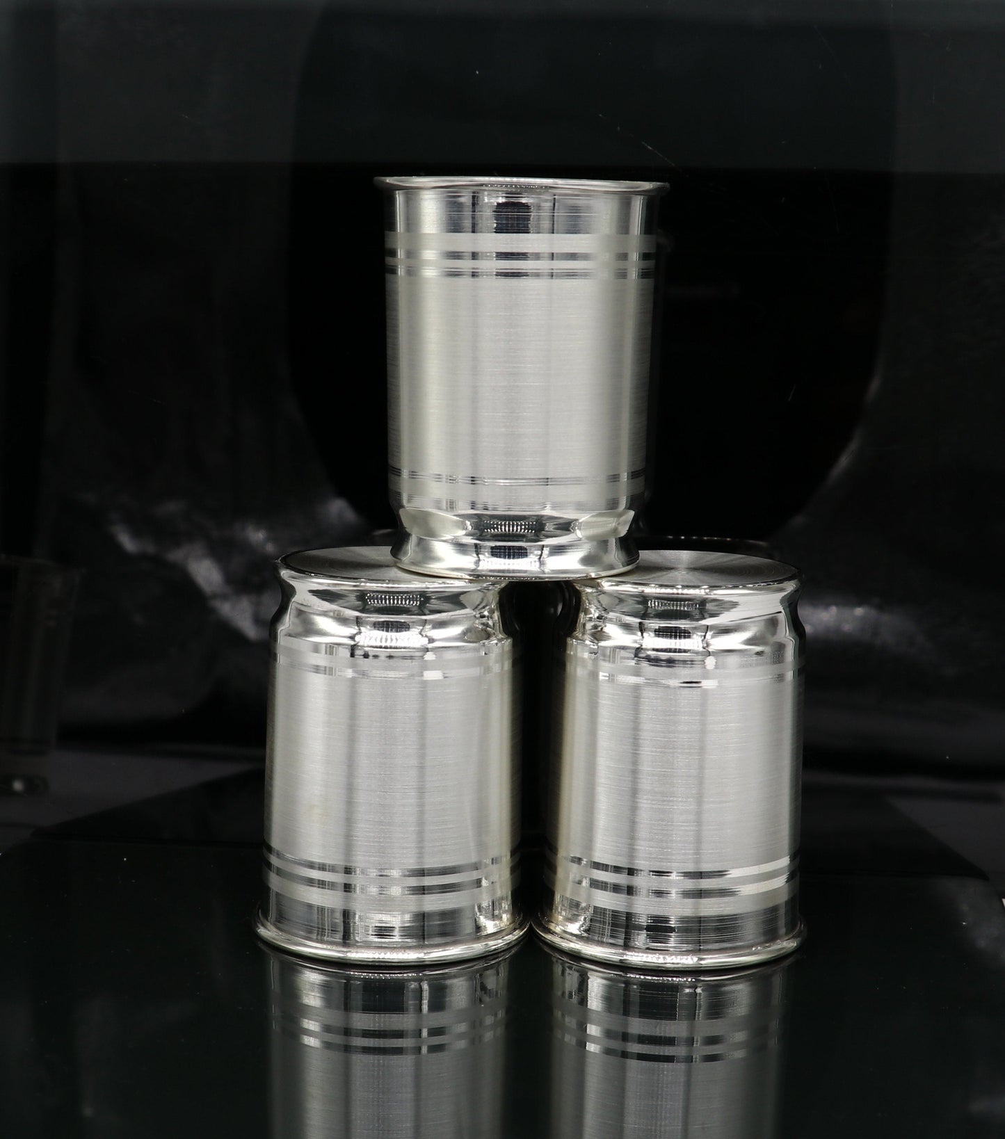 999 fine silver Water glass tumbler set , silver vessel, silver baby utensils, silver puja article, gifting utensils from india sv114 - TRIBAL ORNAMENTS