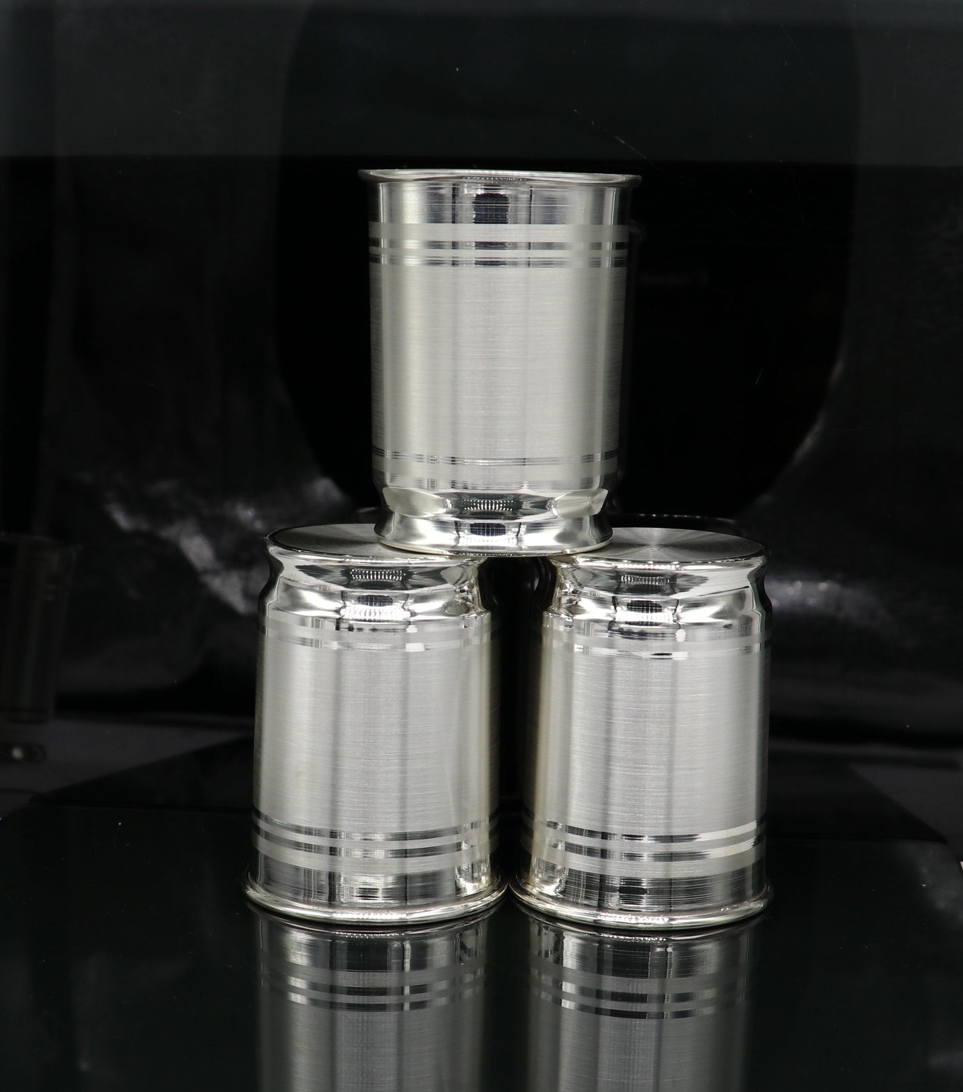 999 fine silver Water glass tumbler set , silver vessel, silver baby utensils, silver puja article, gifting utensils from india sv114 - TRIBAL ORNAMENTS