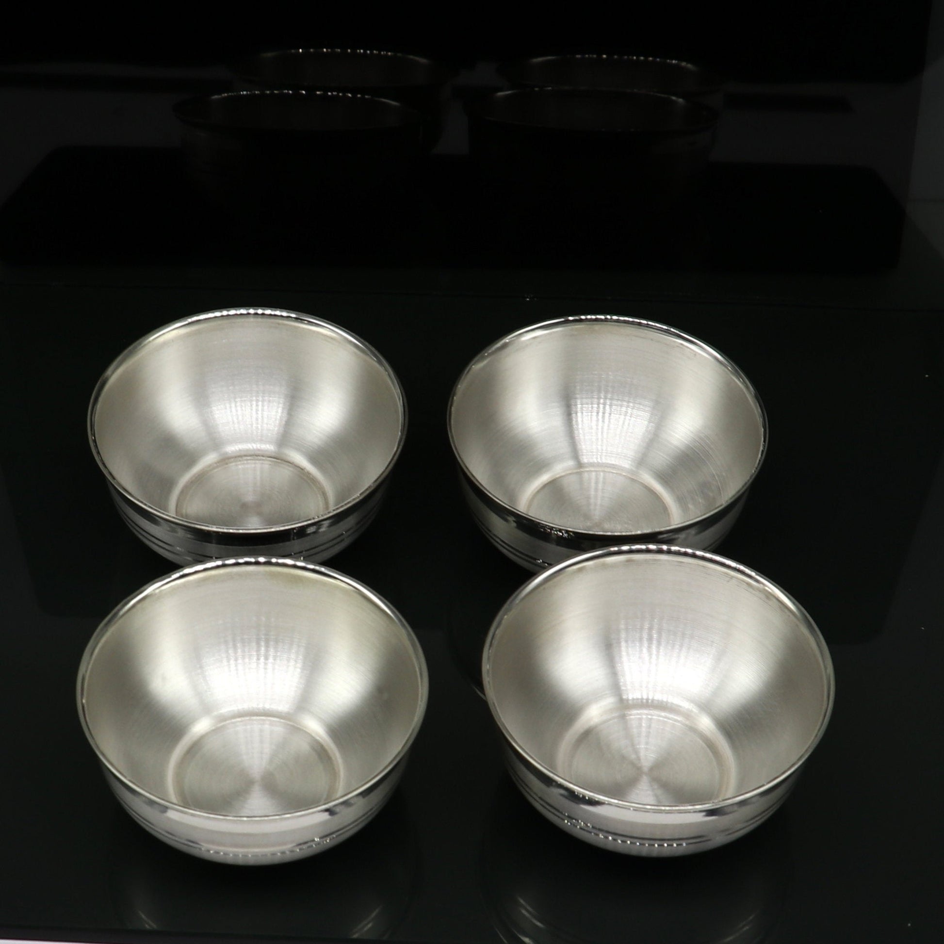 999 fine silver bowl/Tray set , silver vessel, silver baby utensils, silver puja article, gifting utensils from india sv115 - TRIBAL ORNAMENTS