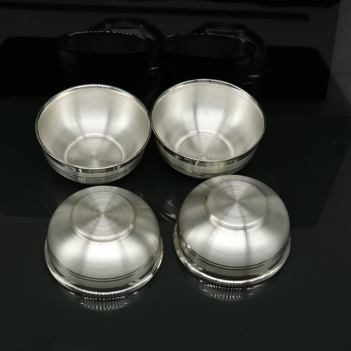 999 fine silver bowl/Tray set , silver vessel, silver baby utensils, silver puja article, gifting utensils from india sv115 - TRIBAL ORNAMENTS