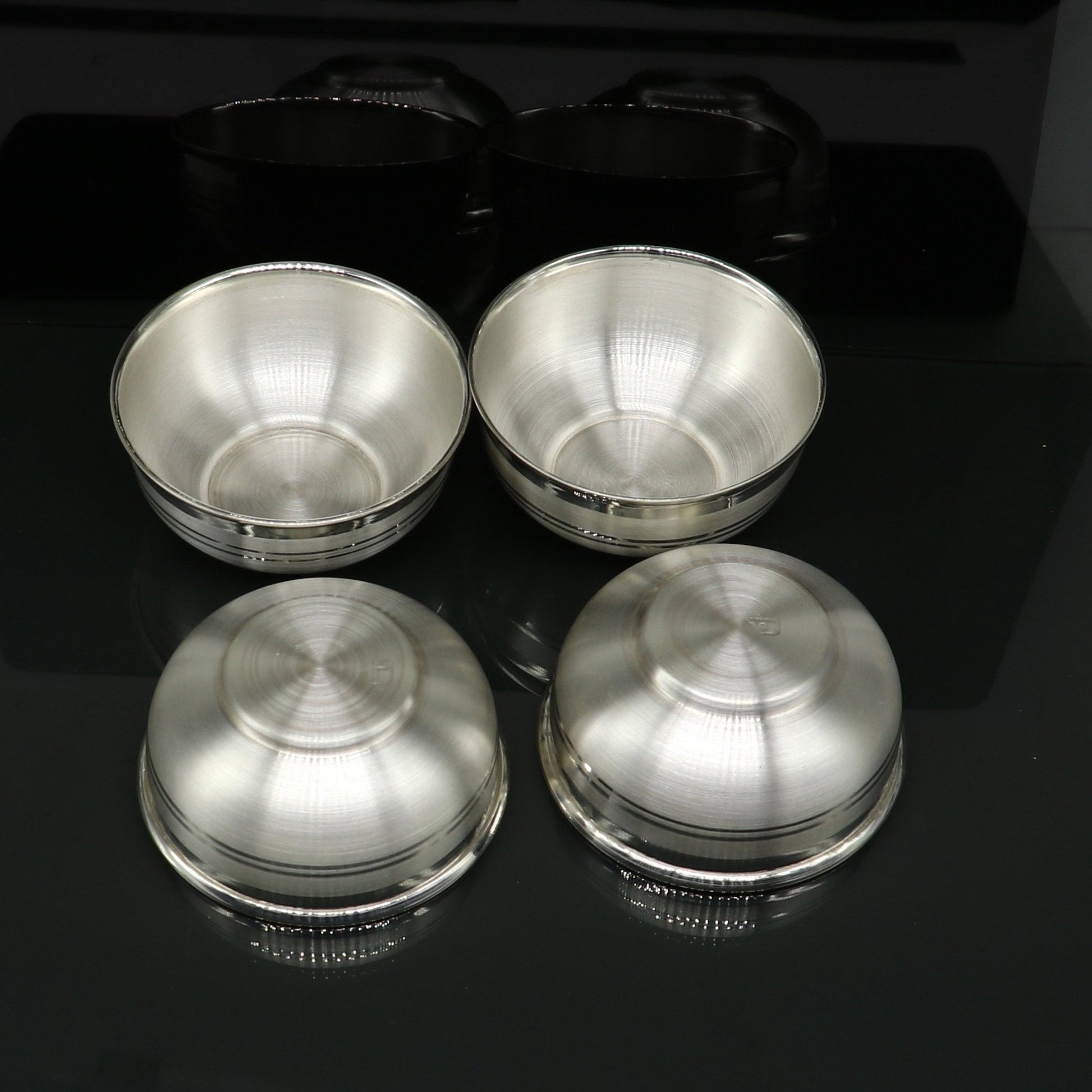 999 fine silver bowl/Tray set , silver vessel, silver baby utensils, silver puja article, gifting utensils from india sv115 - TRIBAL ORNAMENTS