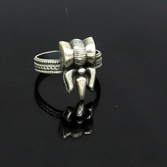 925 sterling silver gorgeous customized lord shiva Trident ring, excellent trident trushul adjustable ring band unisex jewelry sr286 - TRIBAL ORNAMENTS