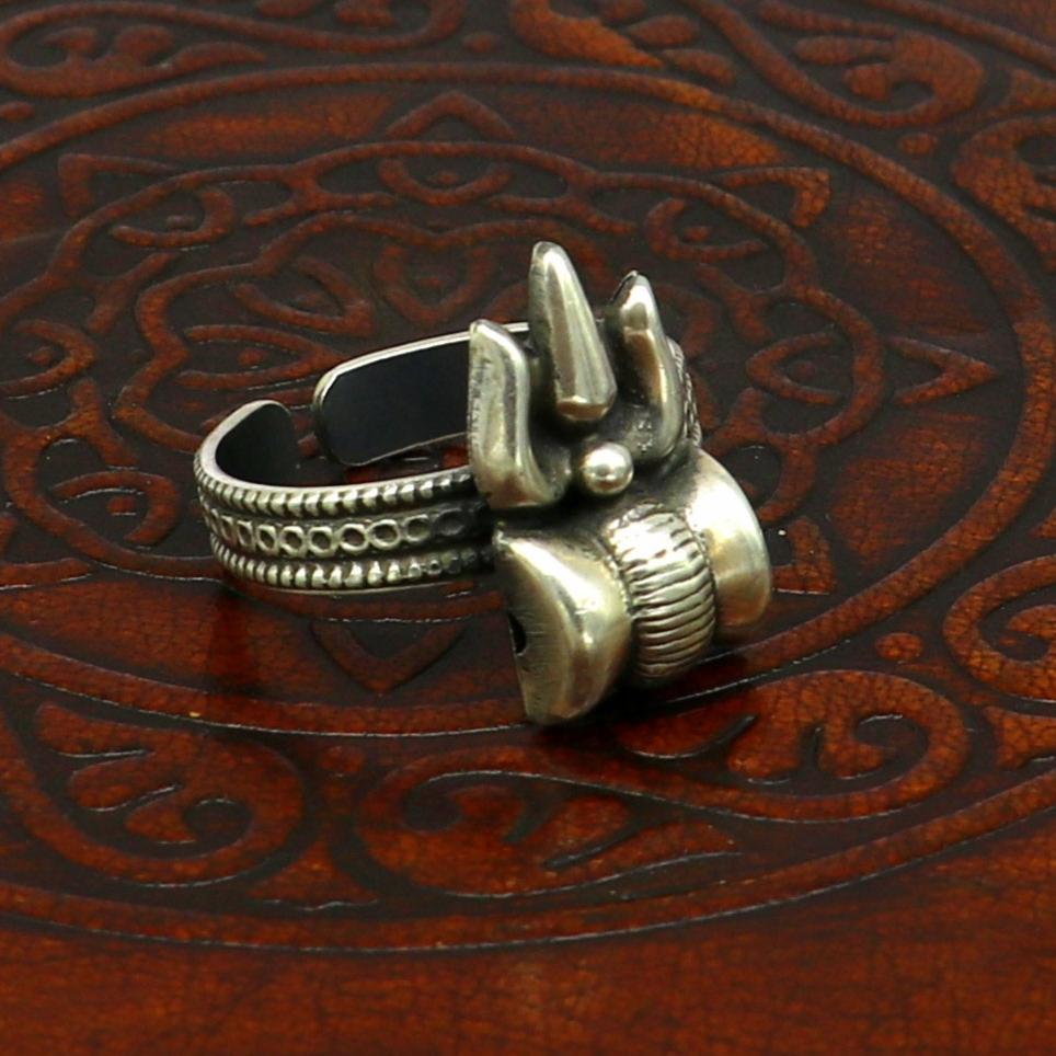 925 sterling silver gorgeous customized lord shiva Trident ring, excellent trident trushul adjustable ring band unisex jewelry sr286 - TRIBAL ORNAMENTS