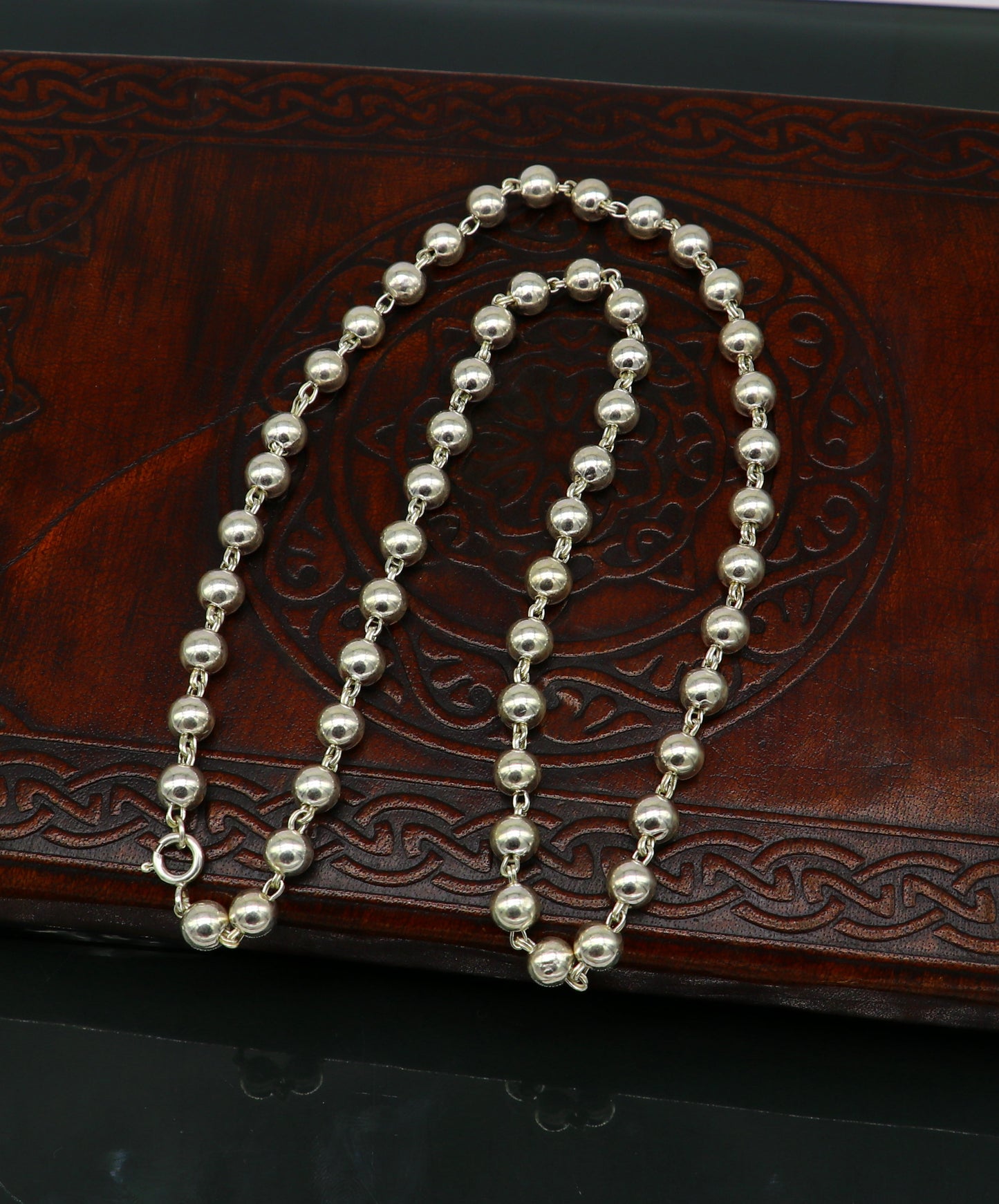 All length 925 sterling silver handmade beaded chain necklace, exclusive silver ball chain unisex best gifting chain daily use jewelry - TRIBAL ORNAMENTS