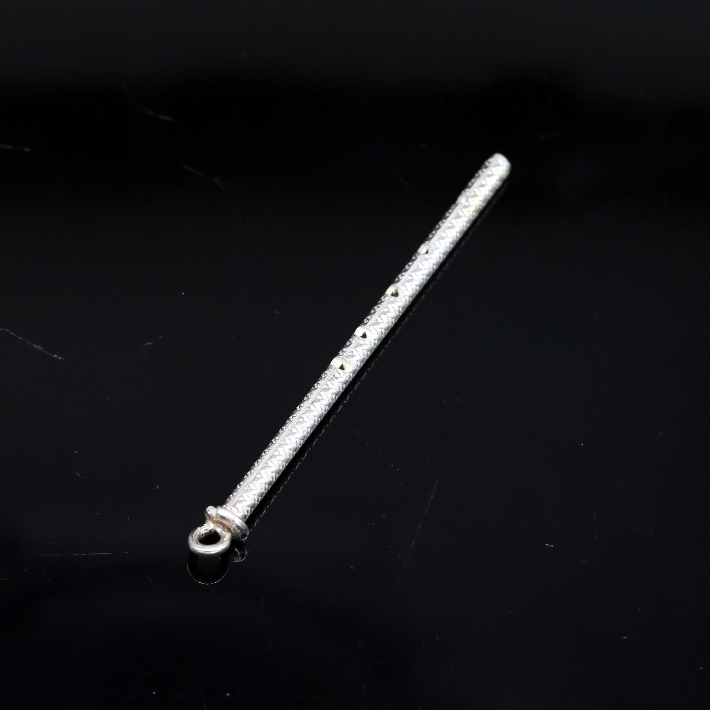 925 Solid sterling silver handmade Idol Krishna flute, excellent krishna "Bansoori", laddu gopala flute best gifting silver article su66 - TRIBAL ORNAMENTS