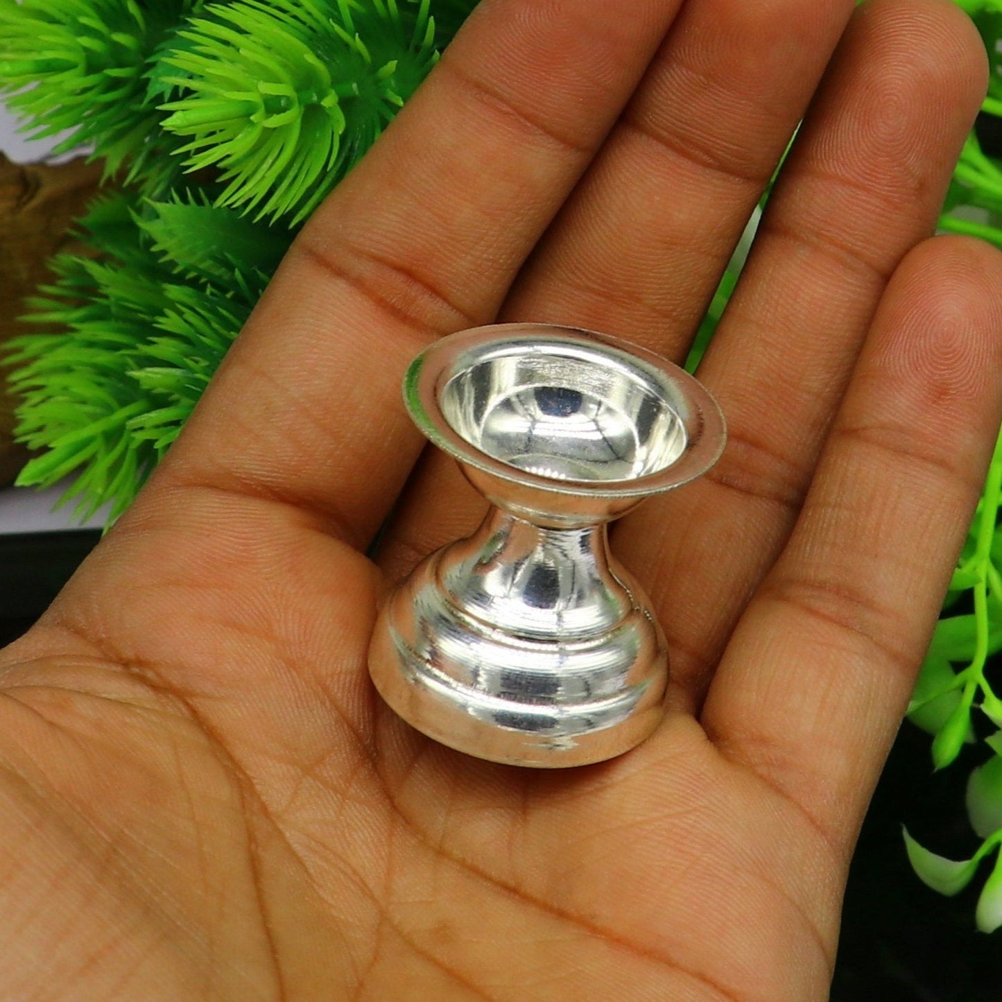 999 pure silver handmade elegant oil lamp, silver home temple utensils, silver diya, deepak, silver vessels, silver art decorative art su082 - TRIBAL ORNAMENTS