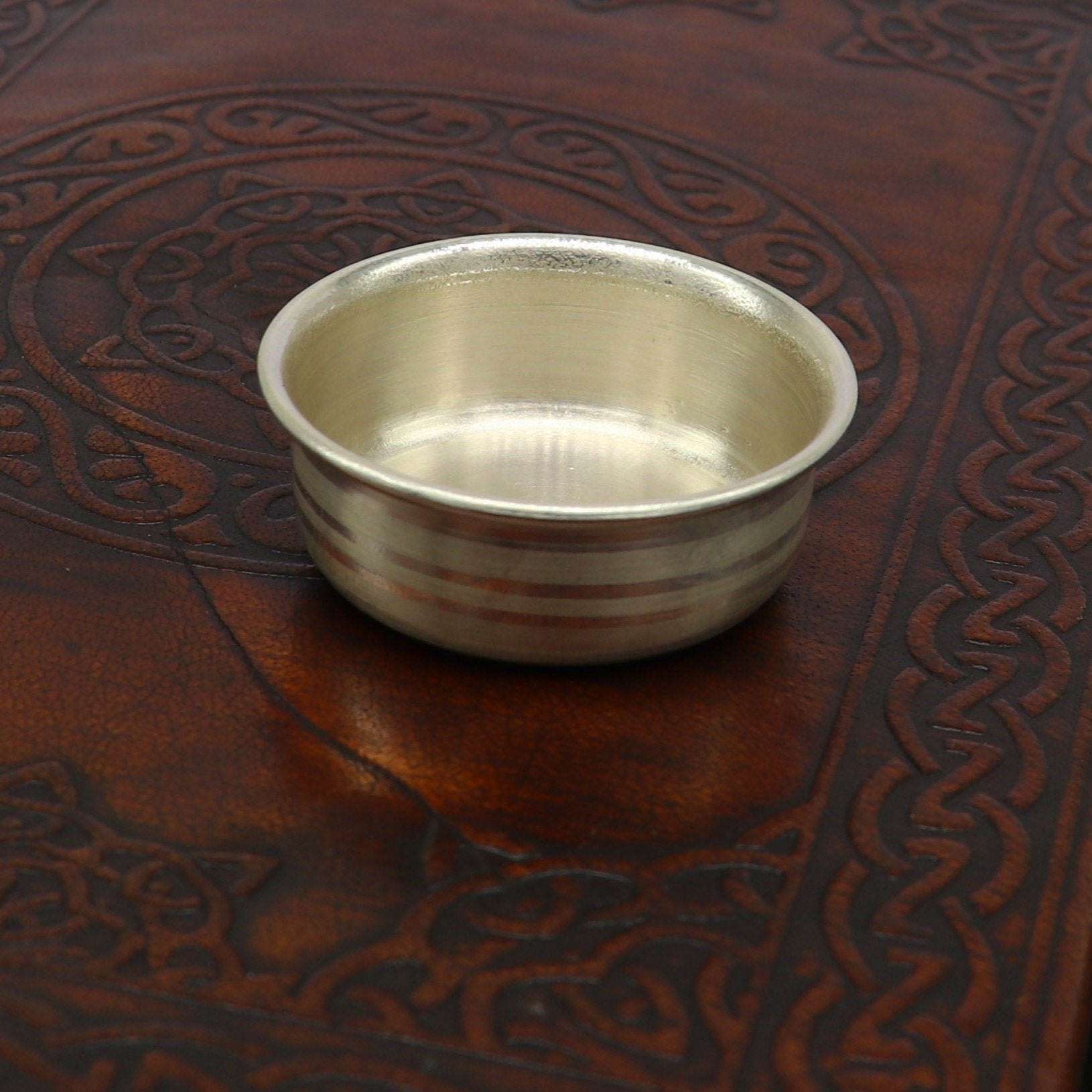 999 fine solid silver handmade small bowl for baby or temple puja, pure silver vessels, silver utensils, temple accessories india sv102 - TRIBAL ORNAMENTS