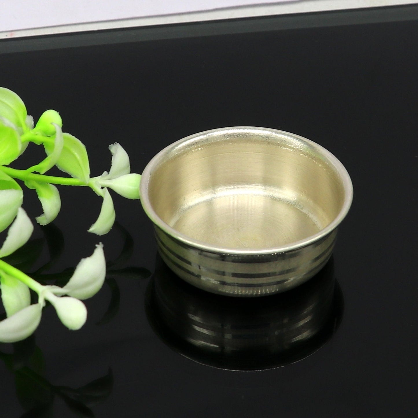999 fine solid silver handmade small bowl for baby or temple puja, pure silver vessels, silver utensils, temple accessories india sv103 - TRIBAL ORNAMENTS