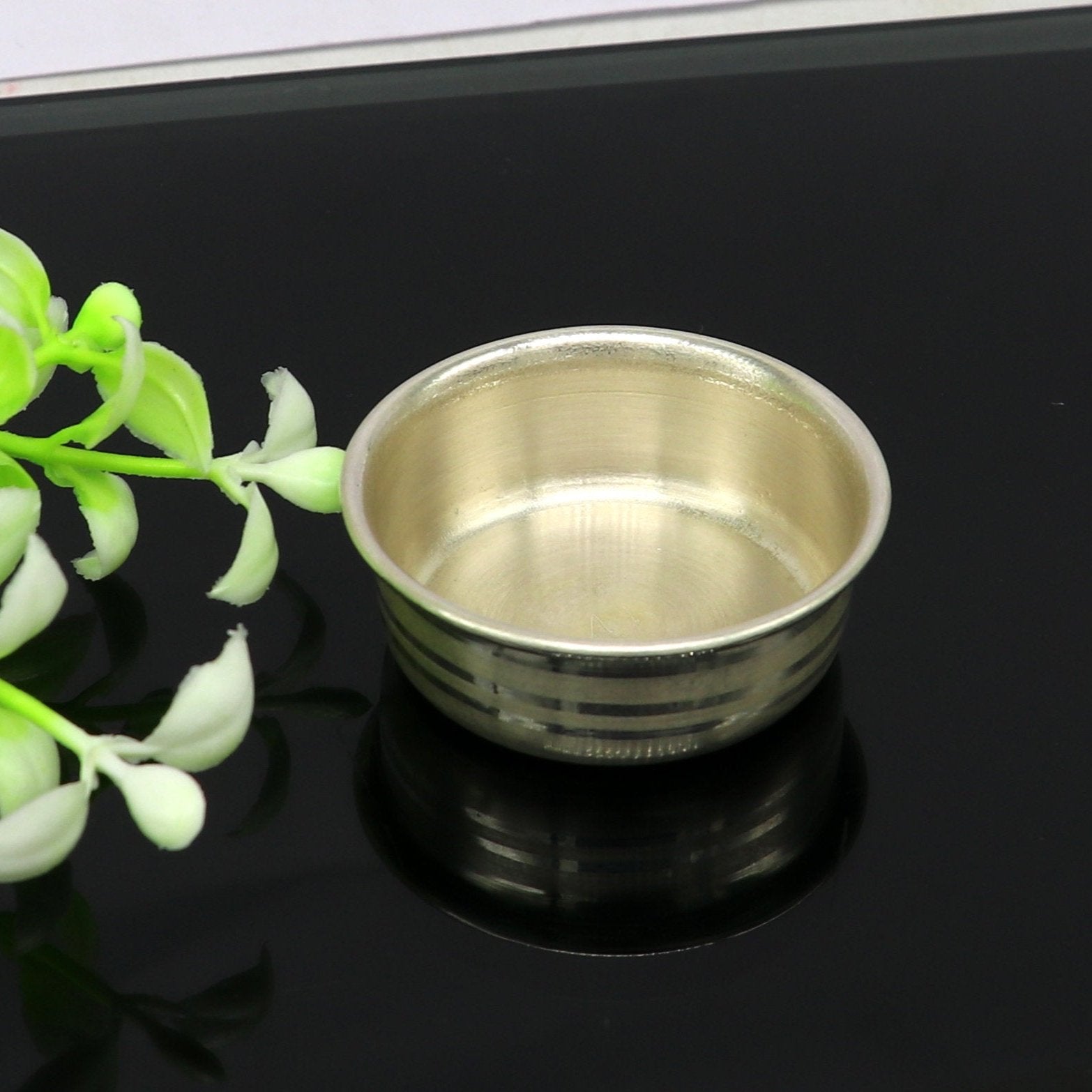 999 fine solid silver handmade small bowl for baby or temple puja, pure silver vessels, silver utensils, temple accessories india sv102 - TRIBAL ORNAMENTS