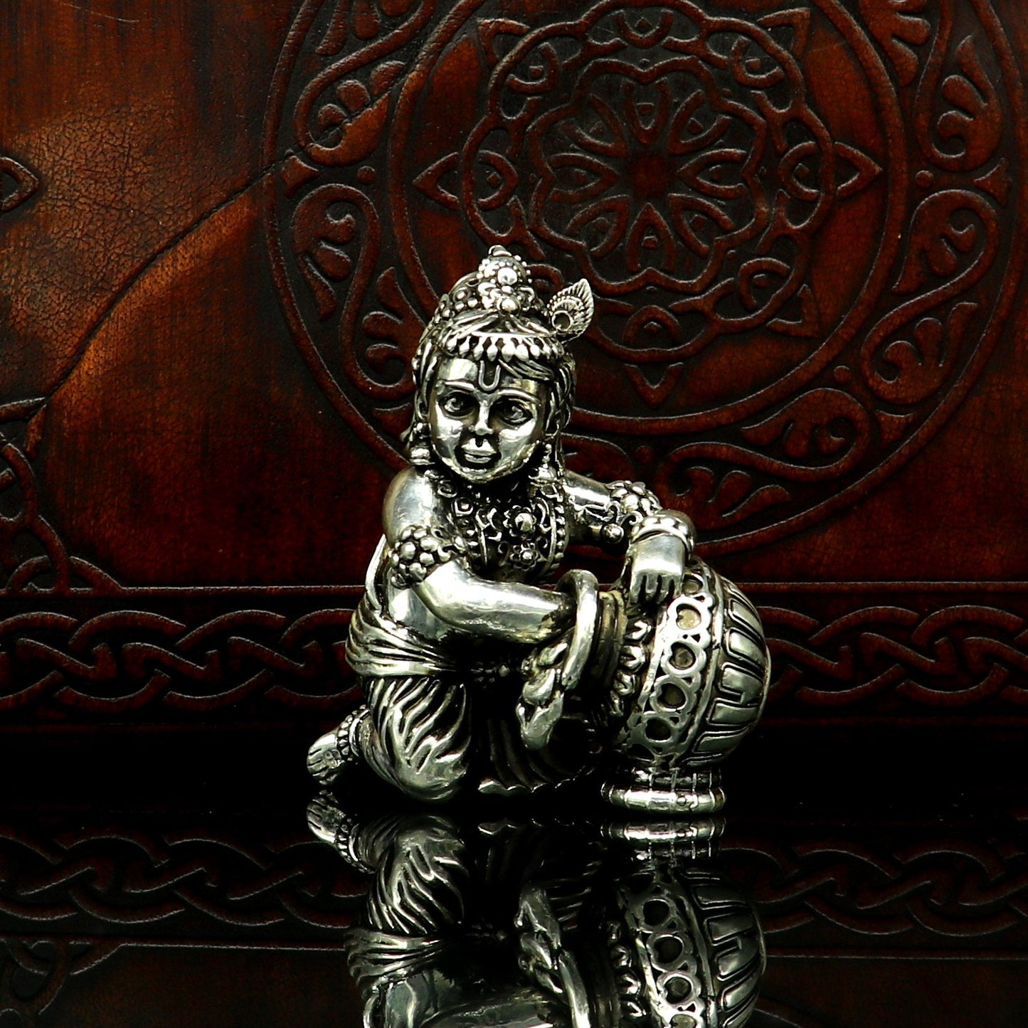 925 Sterling silver customized Idol Krishna Bal Gopal statue figurine, laddu gopal sculpture home temple utensil, silver article su225 - TRIBAL ORNAMENTS