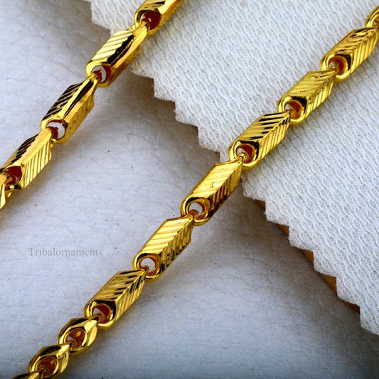 All length 22kt yellow gold customized indo choco chain, stylish designer best brides gifting unisex necklace jewelry for royal indian chn24 - TRIBAL ORNAMENTS