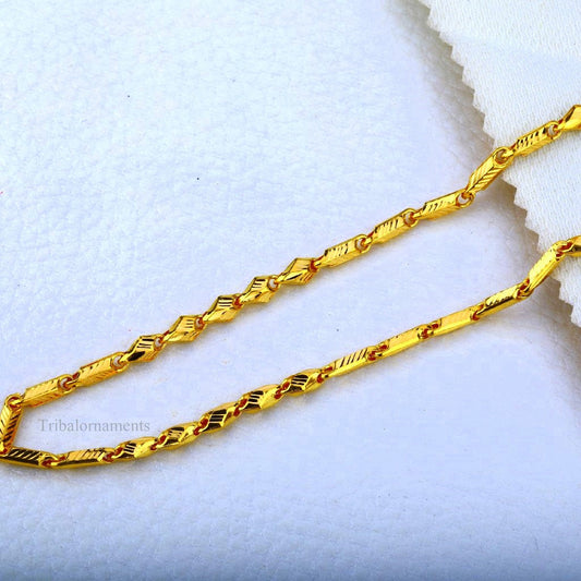 All length 22kt yellow gold certified men's chain necklace, best gifting customized choco baht chain necklace fancy stylish jewelry chn25 - TRIBAL ORNAMENTS