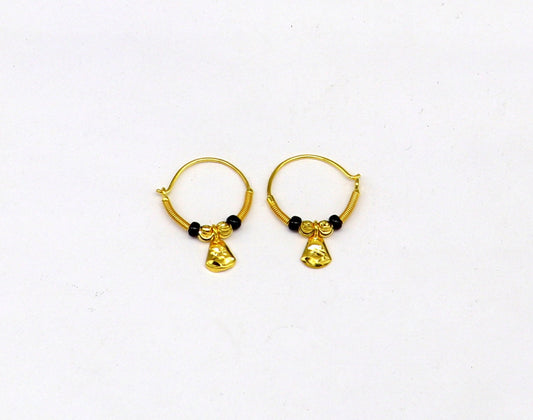 Small dainty 18kt yellow gold Vintage design customized hoops earring bali, light weight tribal stylish gift for girl's women's ho60 - TRIBAL ORNAMENTS