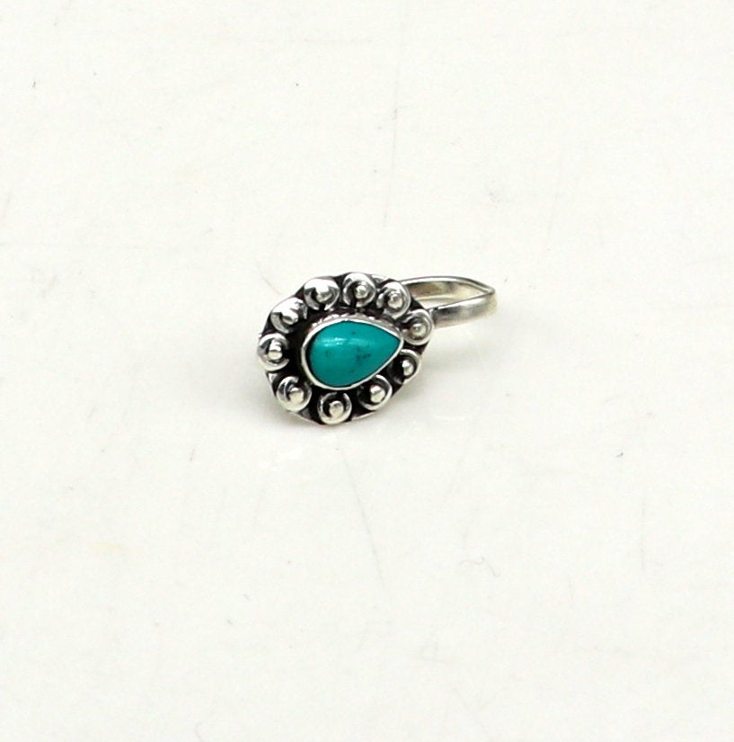 9mm 925 sterling silver single stone nose pin, clip on nose pin, customized flower design nose plug ,best party wear fancy jewelry np104 - TRIBAL ORNAMENTS