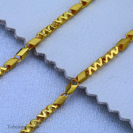 Awesome 22kt yellow gold handmade daily use Choco chain casual customized necklace, vintage stylish designer best gifting jewelry chn03 - TRIBAL ORNAMENTS