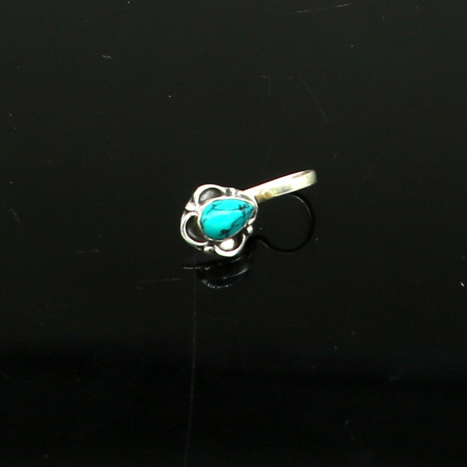 Vintage antique design 925 sterling silver customized single stone oxidized nose pin, nose plug, clip on nose pin, fabulous party wear np107 - TRIBAL ORNAMENTS