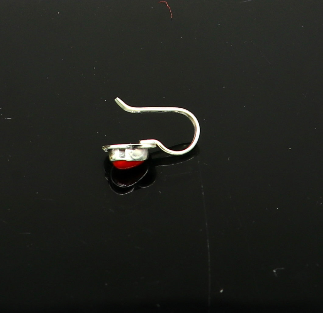 Modern trendy stylish 925 sterling silver customized single coral nose pin, best gift nose plug, clip-on nose pin, fabulous party wear np109 - TRIBAL ORNAMENTS