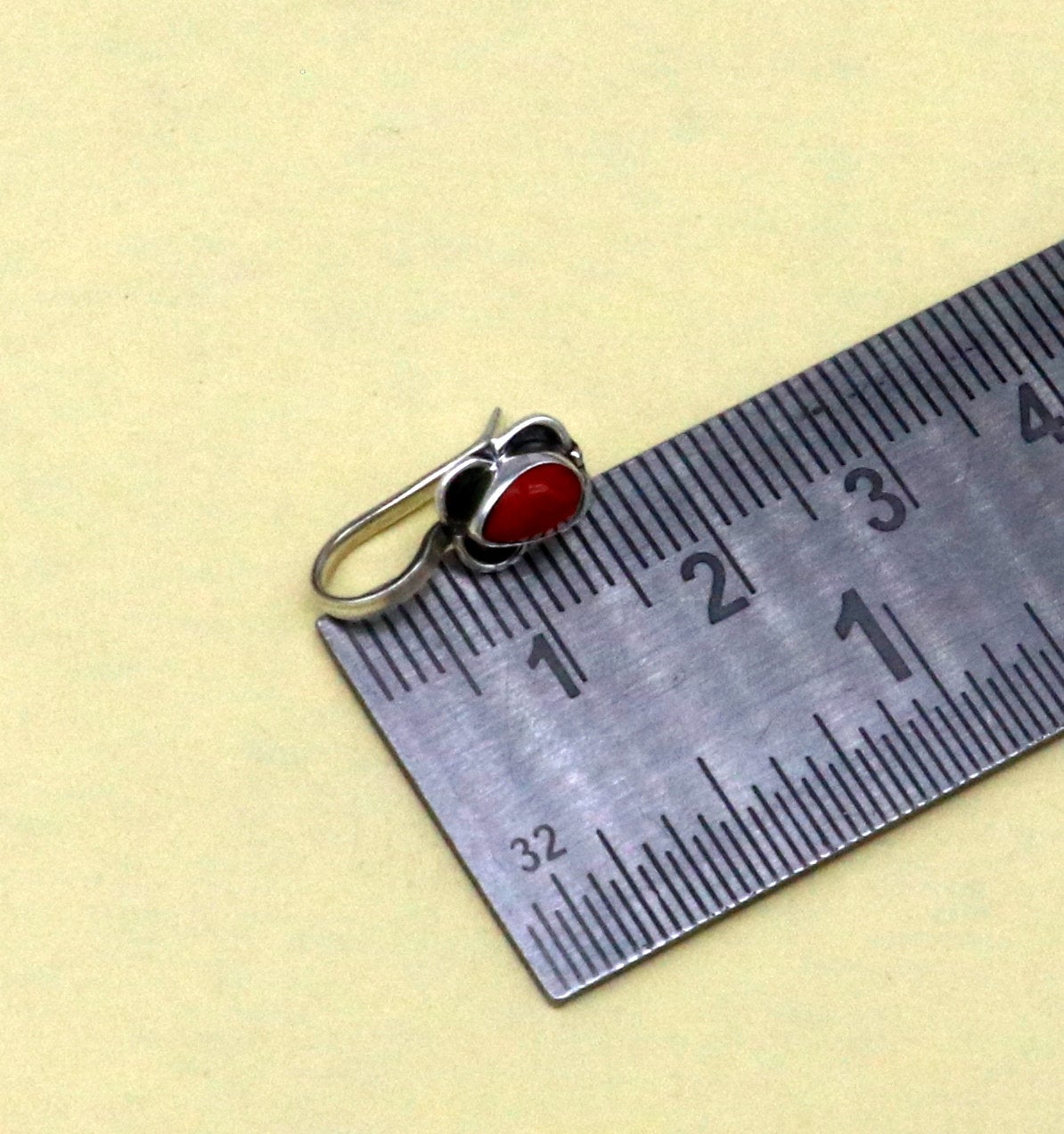 Modern trendy stylish 925 sterling silver customized single coral nose pin, best gift nose plug, clip-on nose pin, fabulous party wear np109 - TRIBAL ORNAMENTS