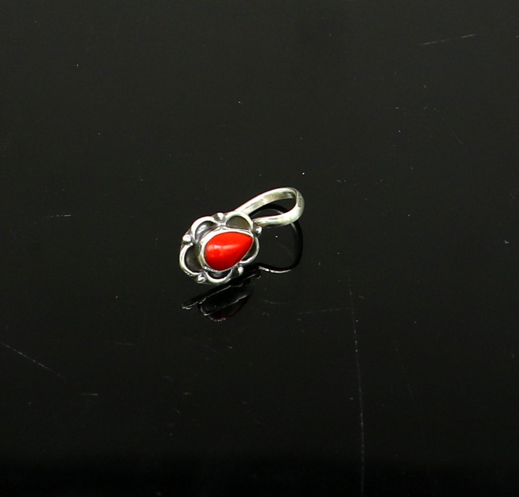 Modern trendy stylish 925 sterling silver customized single coral nose pin, best gift nose plug, clip-on nose pin, fabulous party wear np110 - TRIBAL ORNAMENTS